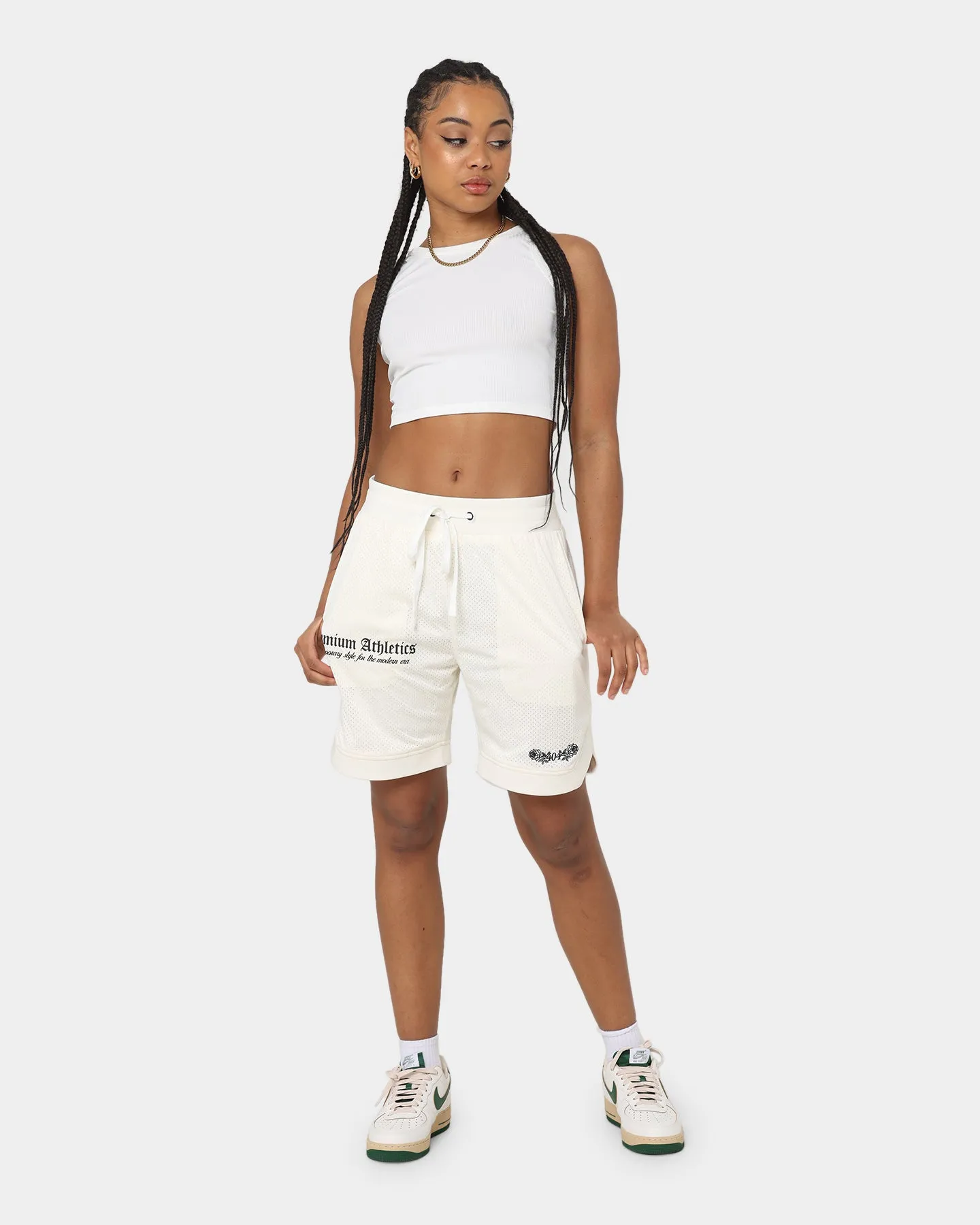 polo shirt 404 Premium Athletics Basketball Shorts Off White