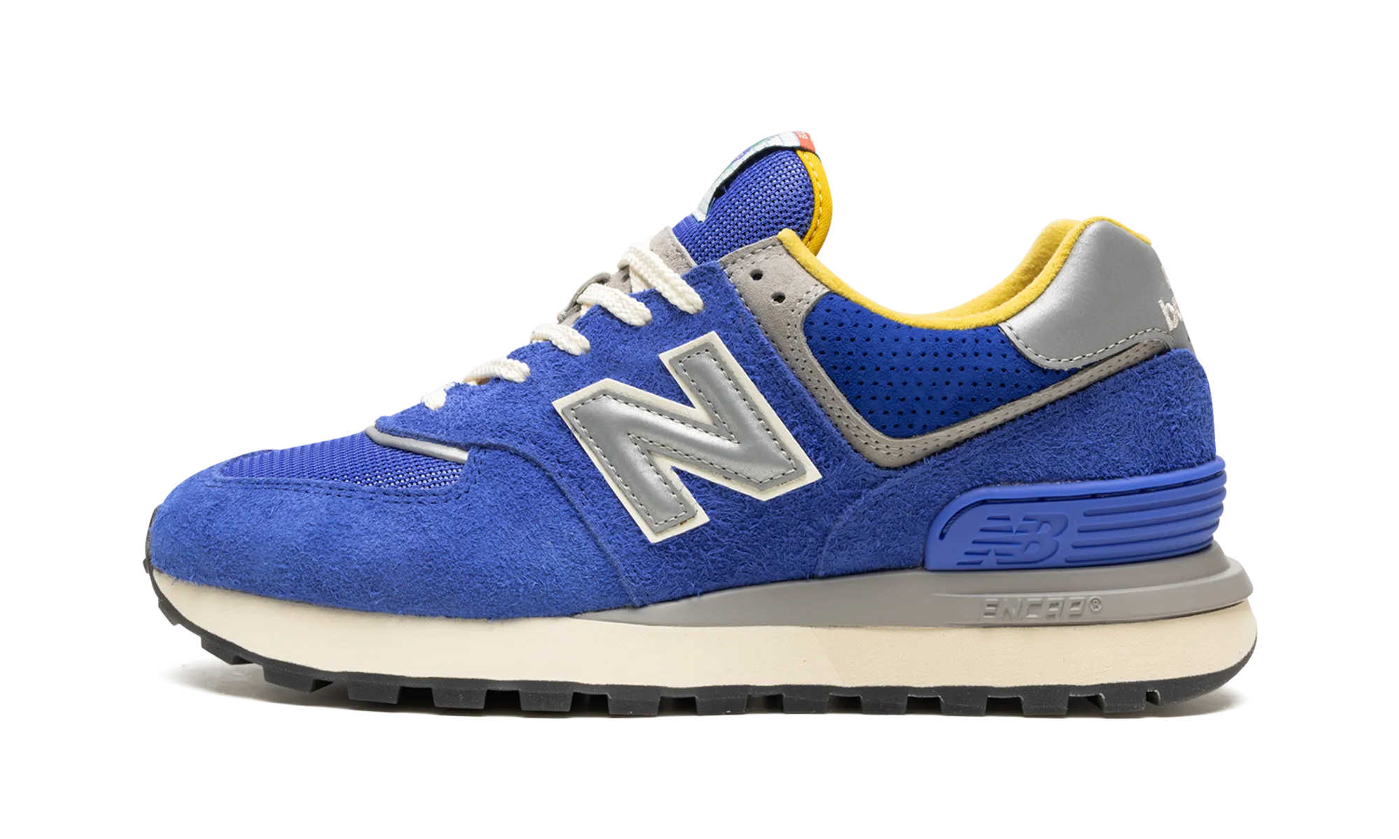 574 Legacy "Bodega - Blue" Clean White Ankle wrap