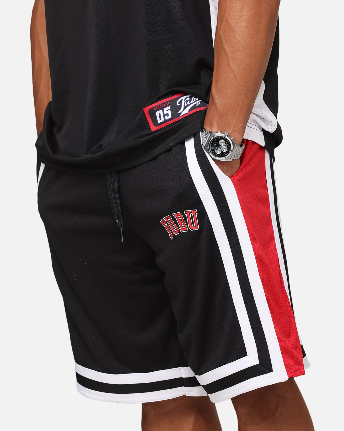 Fubu College Mesh Shorts Black/Red/White Quick Flex