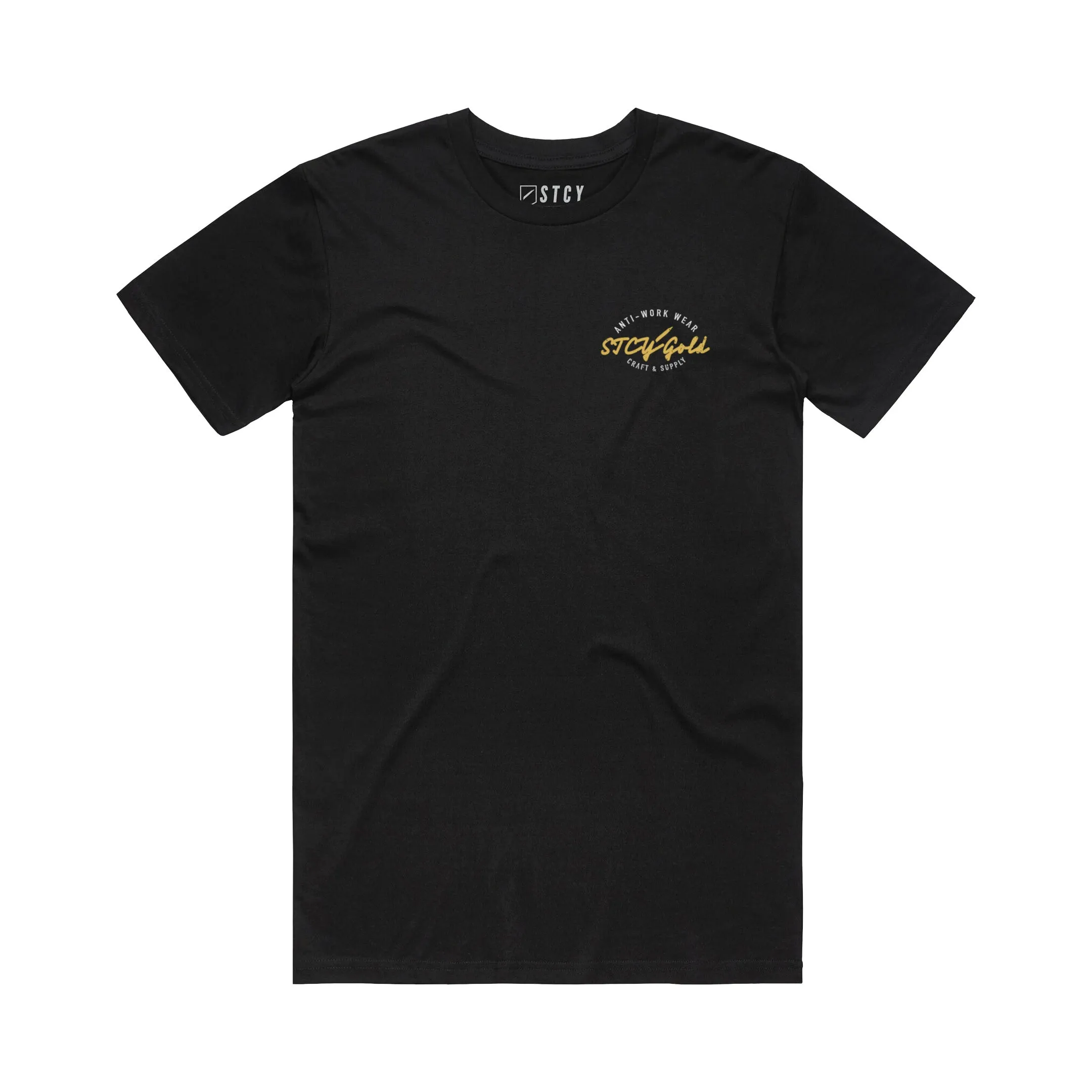 STCY GOLD TEE / BLACK Comfy Design Wear Perfect For Relaxing