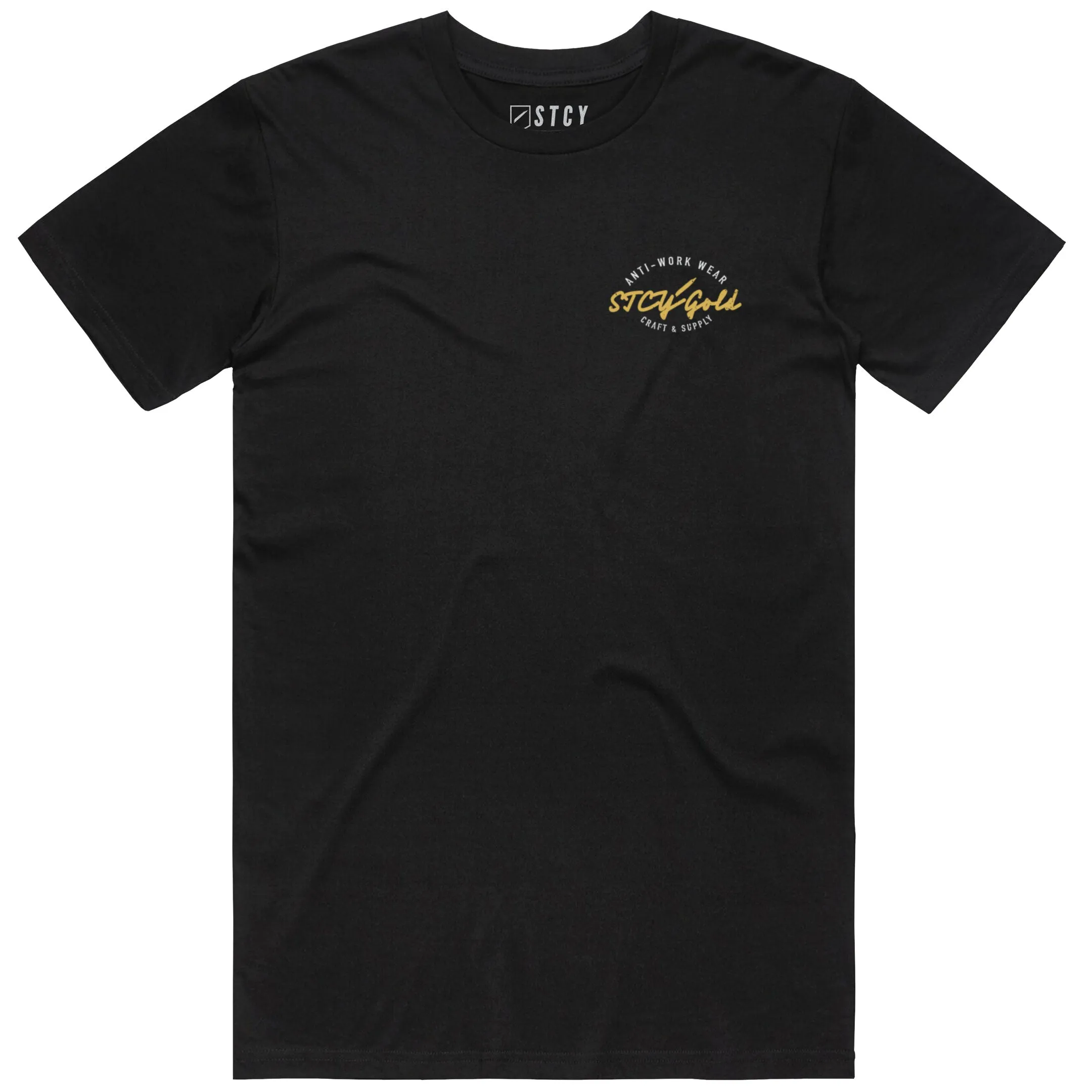 STCY GOLD TEE / BLACK Breathable Comfort Fit