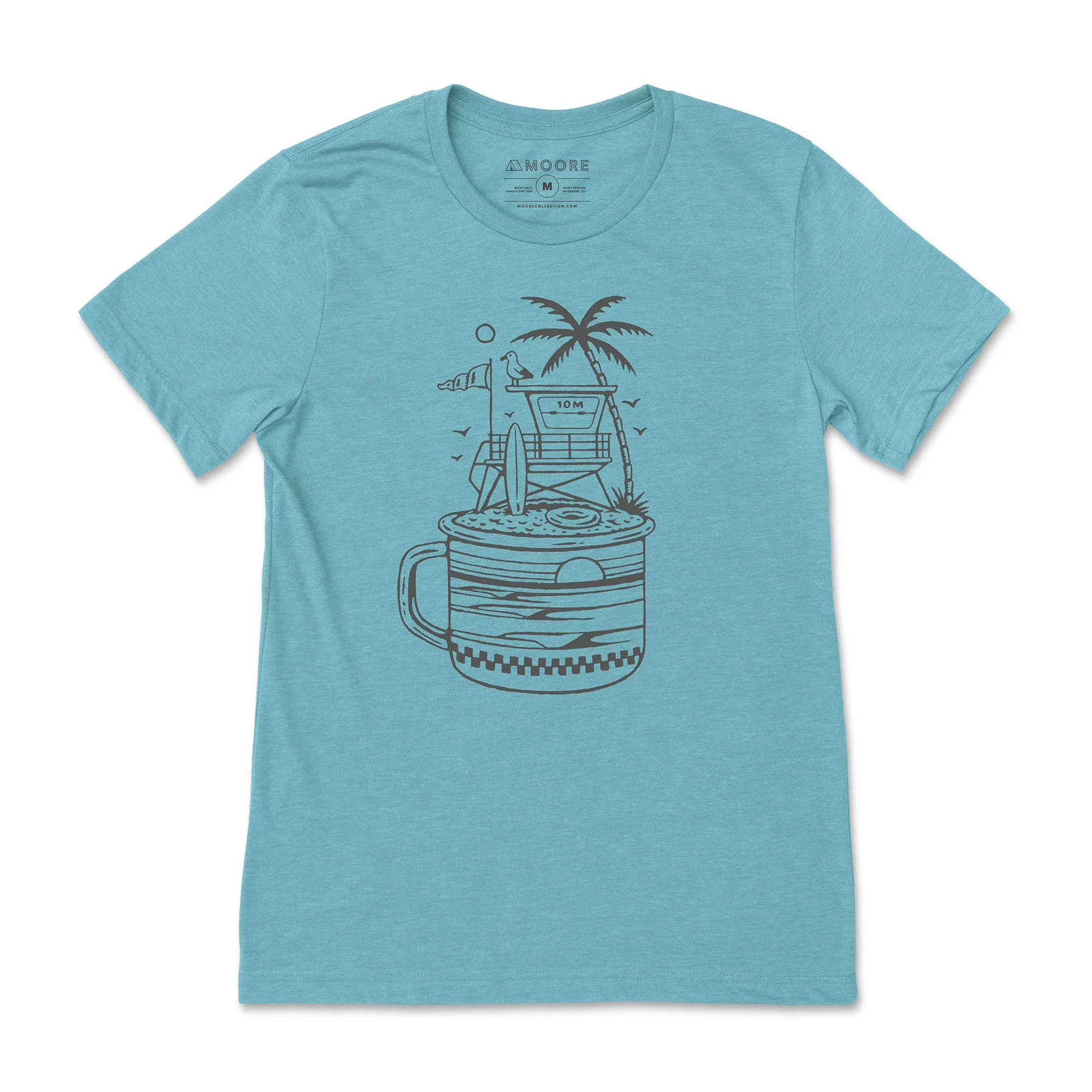 Lifeguard Tower Tee-Heather Blue Lagoon Flexible Weave