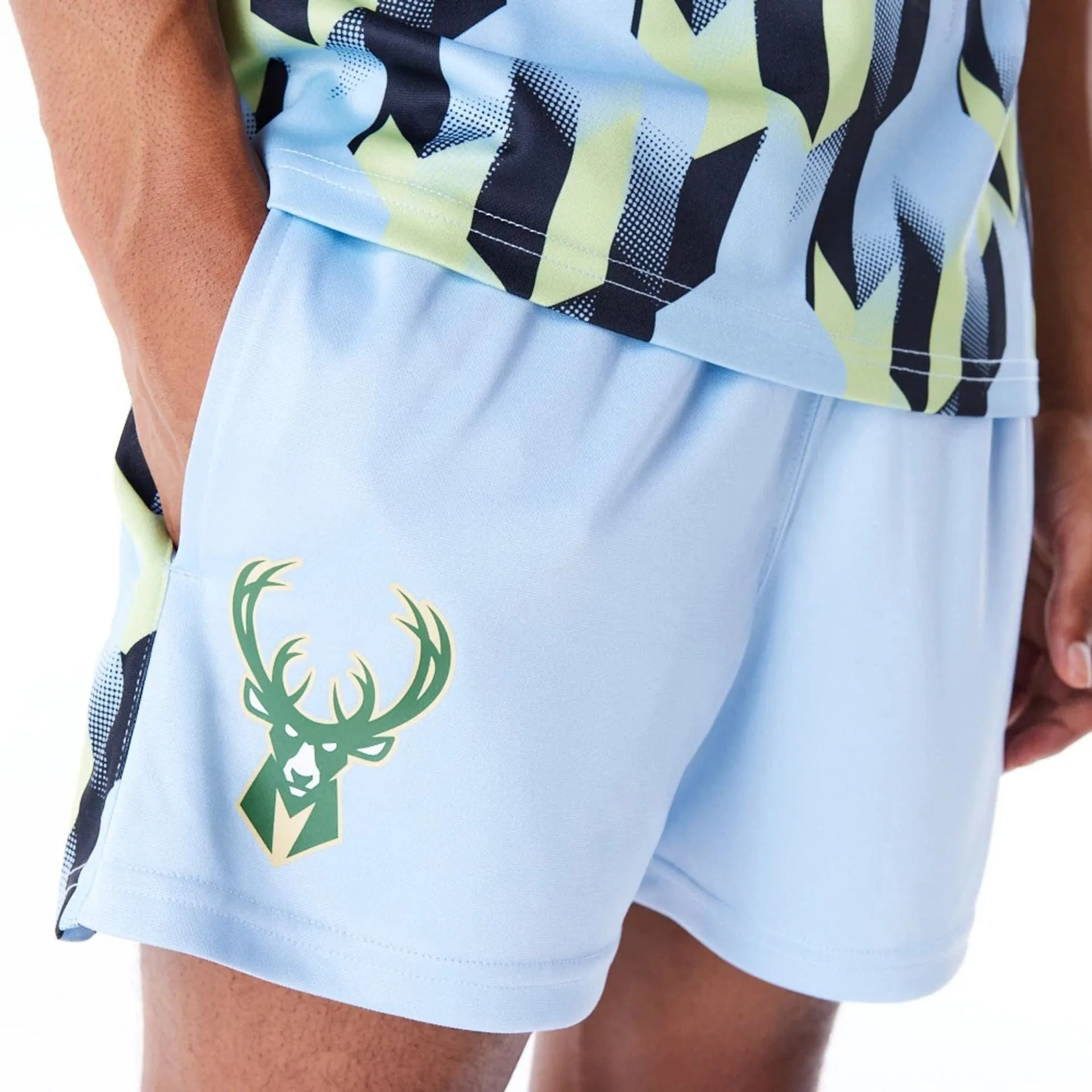 Milwaukee Bucks NBA Soccer Pastel Blue Short Shorts Wrinkle Resistant Material