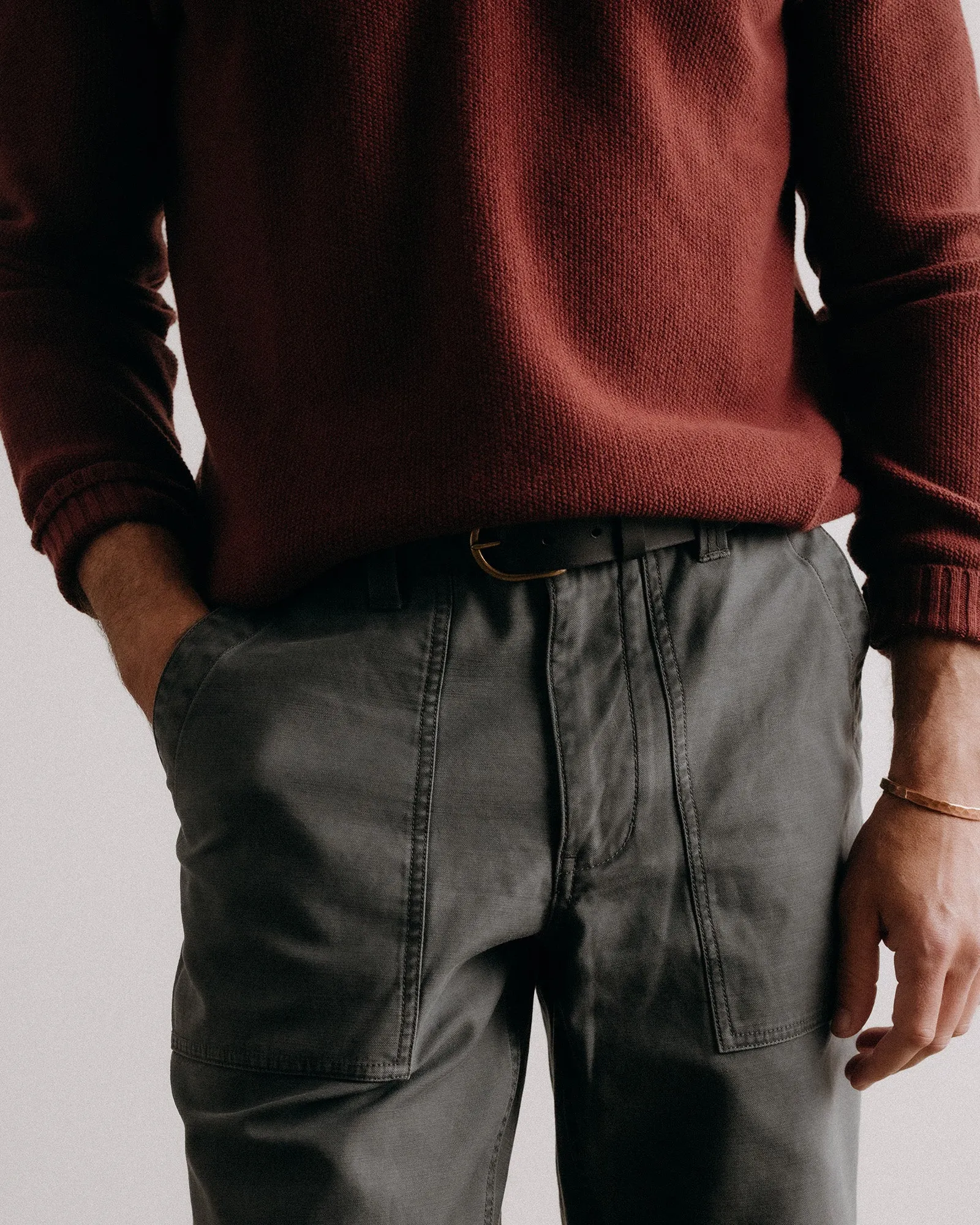 The Surplus Pant in Faded Black Reverse Sateen Fitted waist