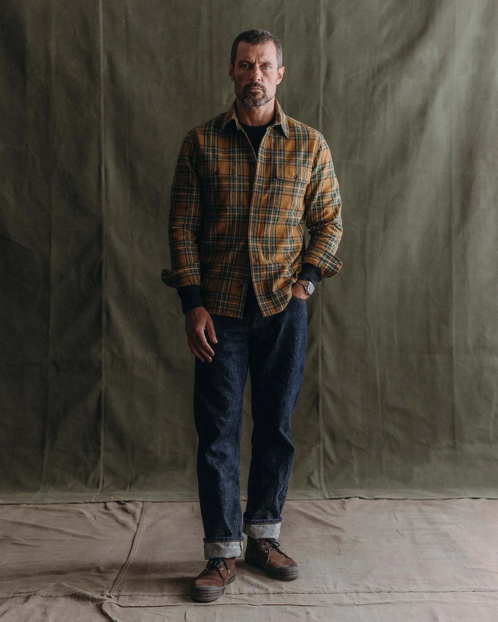 Flexible shape StainResistantFinish The Straight Jean in Rigid Organic Selvedge