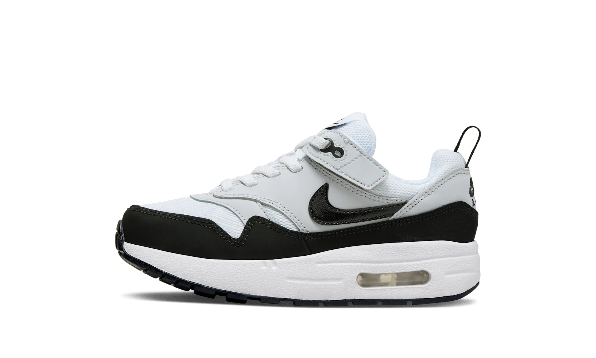 Air Max 1 EasyOn PS "White Black" Shine Bright Stretch Fabric Travel Light