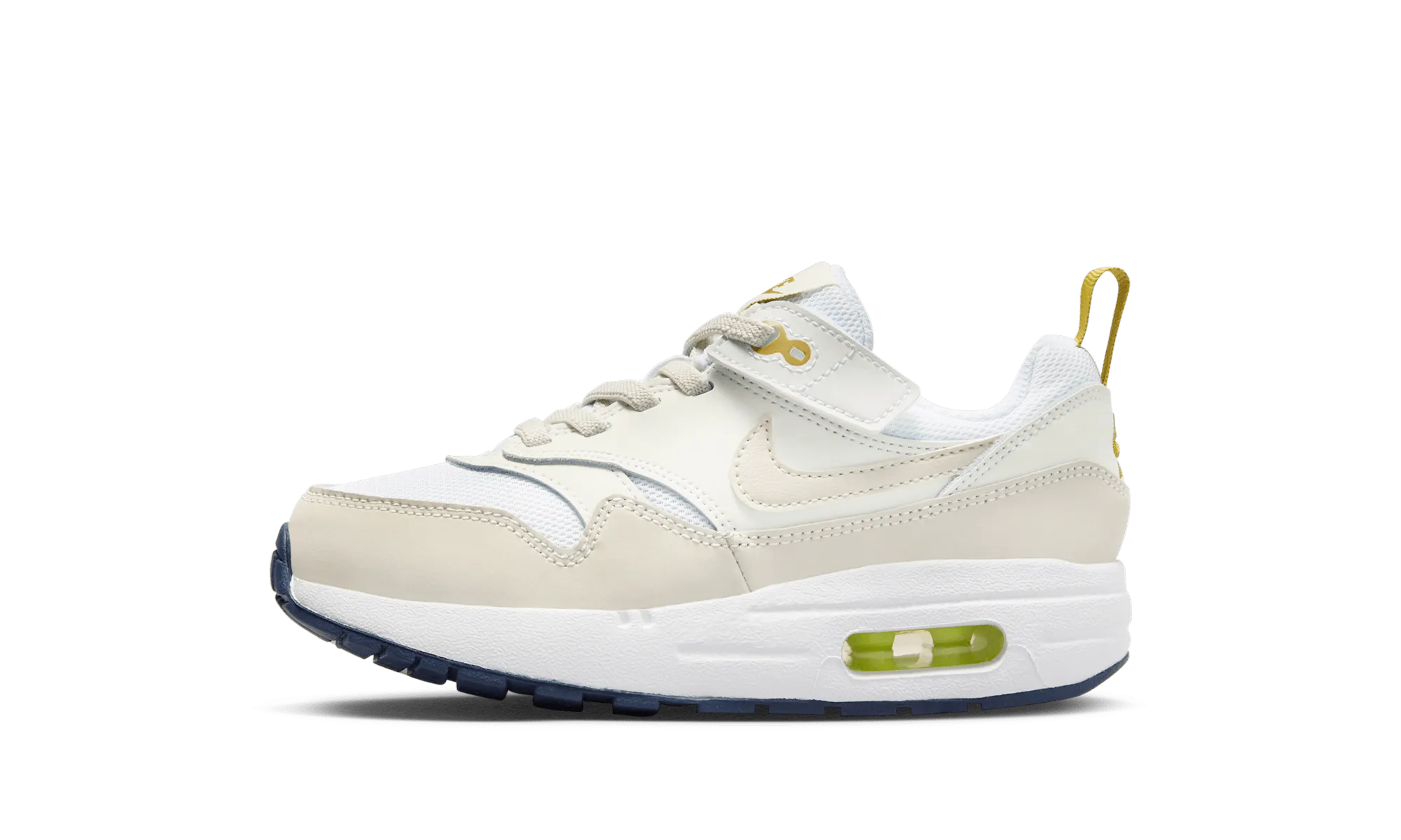 Air Max 1 EasyOn PS "White Bronzine Midnight Navy Light Orewood Brown" Stage Pop Muscle Aid