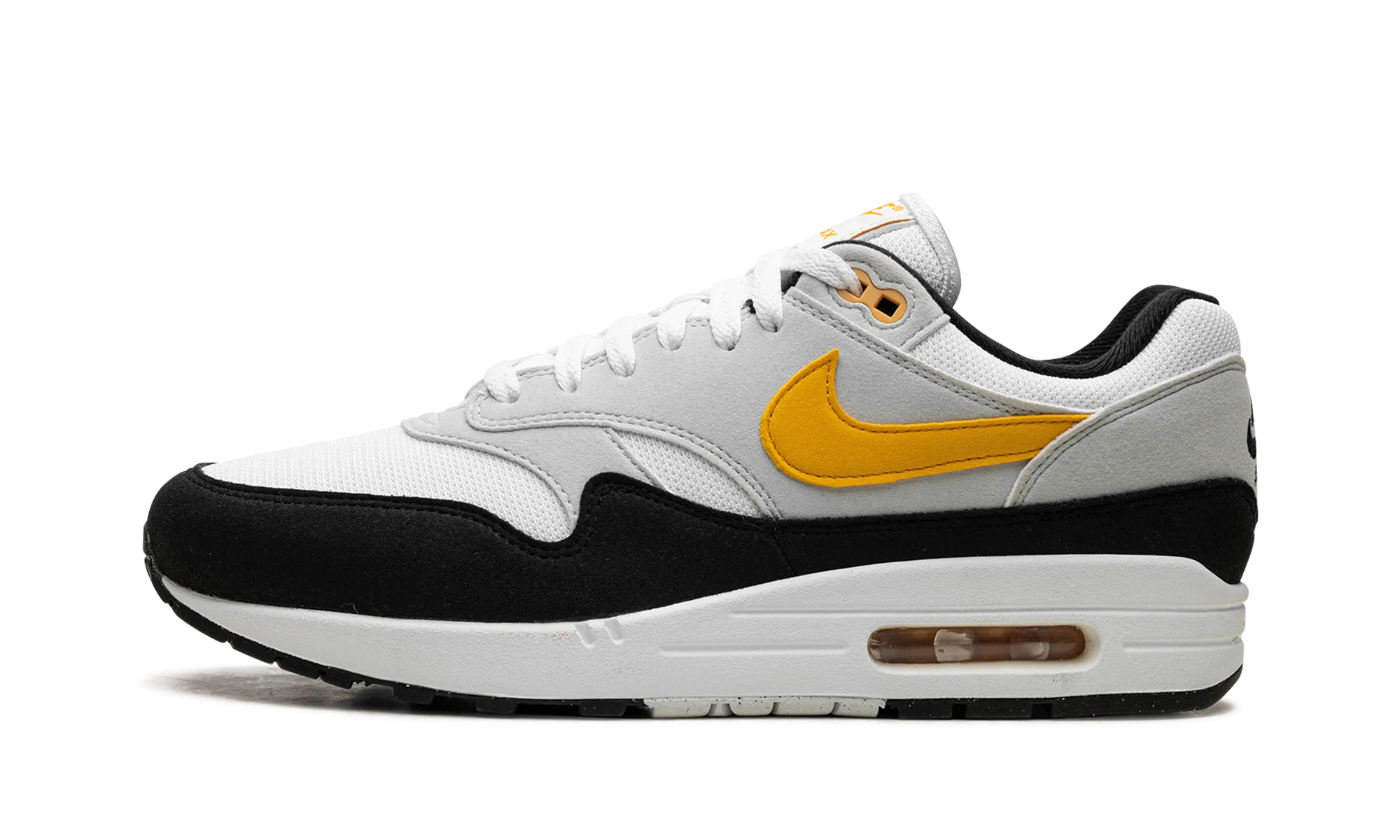 Air Max 1 "White / University Gold / Black" Low Impact Sole Geometry shape fit