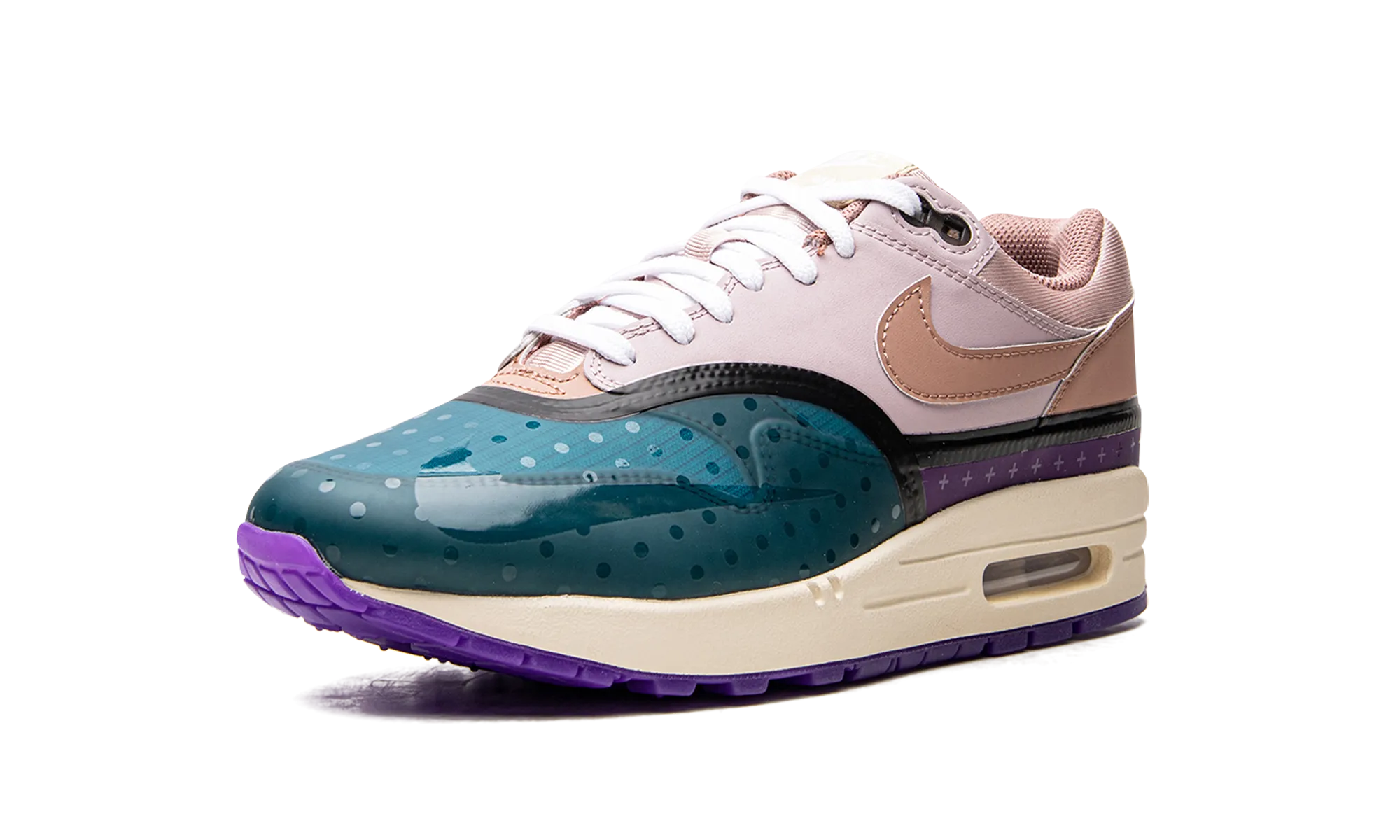 Stretchable Collar Design Vertical Compression Zones AIR MAX 1 () WMNS "Plum Fog Fossil Rose"