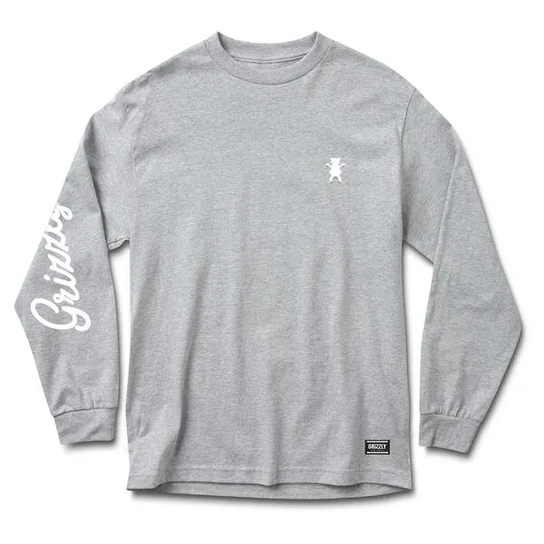 Microfiber texture Comfortable and Chic Mini Bear Script LS Tee Heather / White