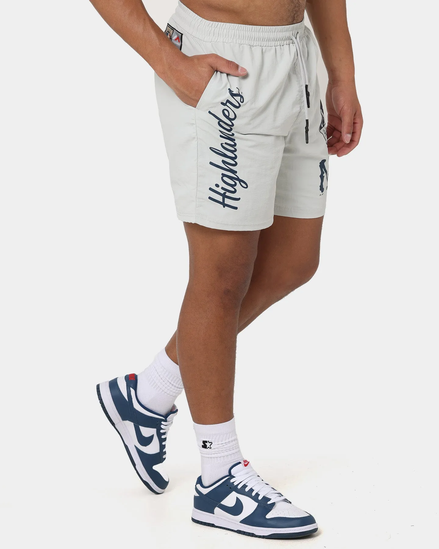 Majestic Athletic New York Highlanders Nylon Shorts Cool Grey Casual Ease Simple Vibe