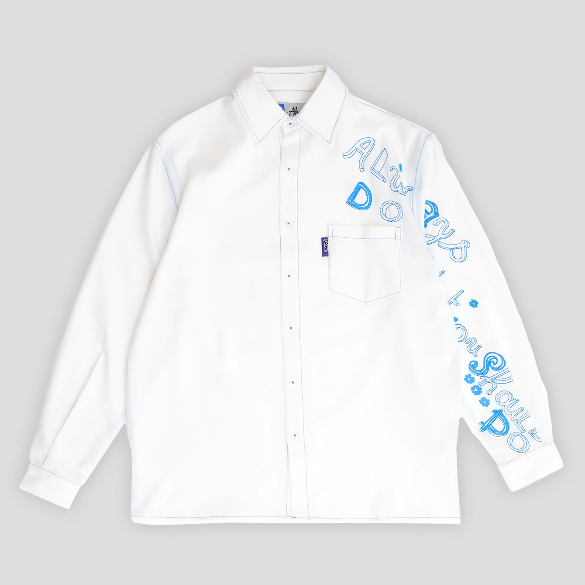 Always Do What You Should Do Handstyle Longsleeve Disco Shirt - White Winter Layering