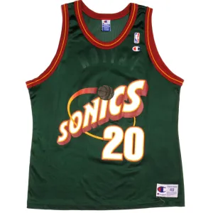 Sustainable Dye Method VINTAGE CHAMPION NBA SEATTLE SUPERSONICS PAYTON #20 JERSEY 1990s SIZE 48