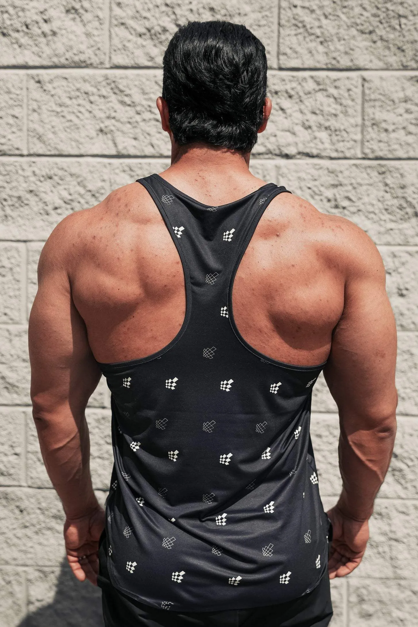 Educational - valuable Anti Chafe Technology Graphic Muscle Stringer - Black JN Logo