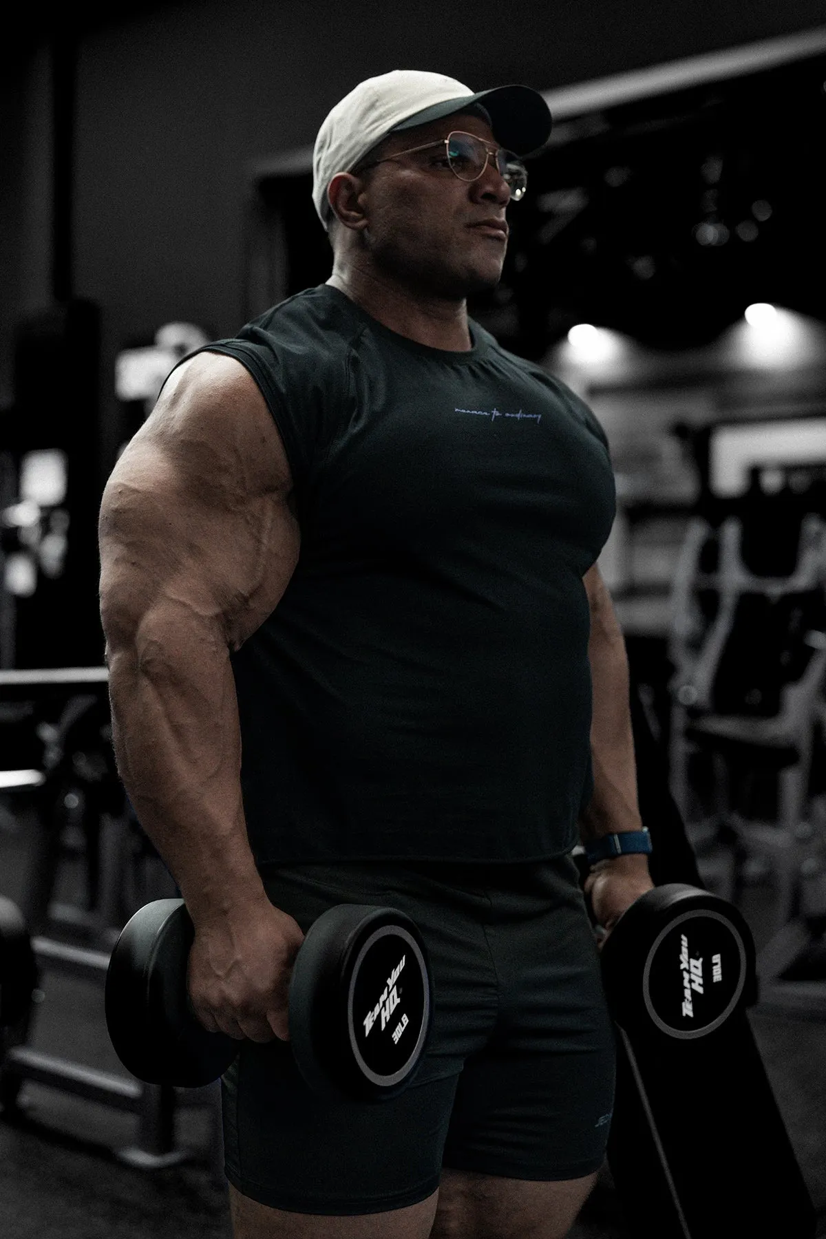 Raglan Sleeveless Muscle Tank - All Black Odor Resistant Tech High Strength Thread