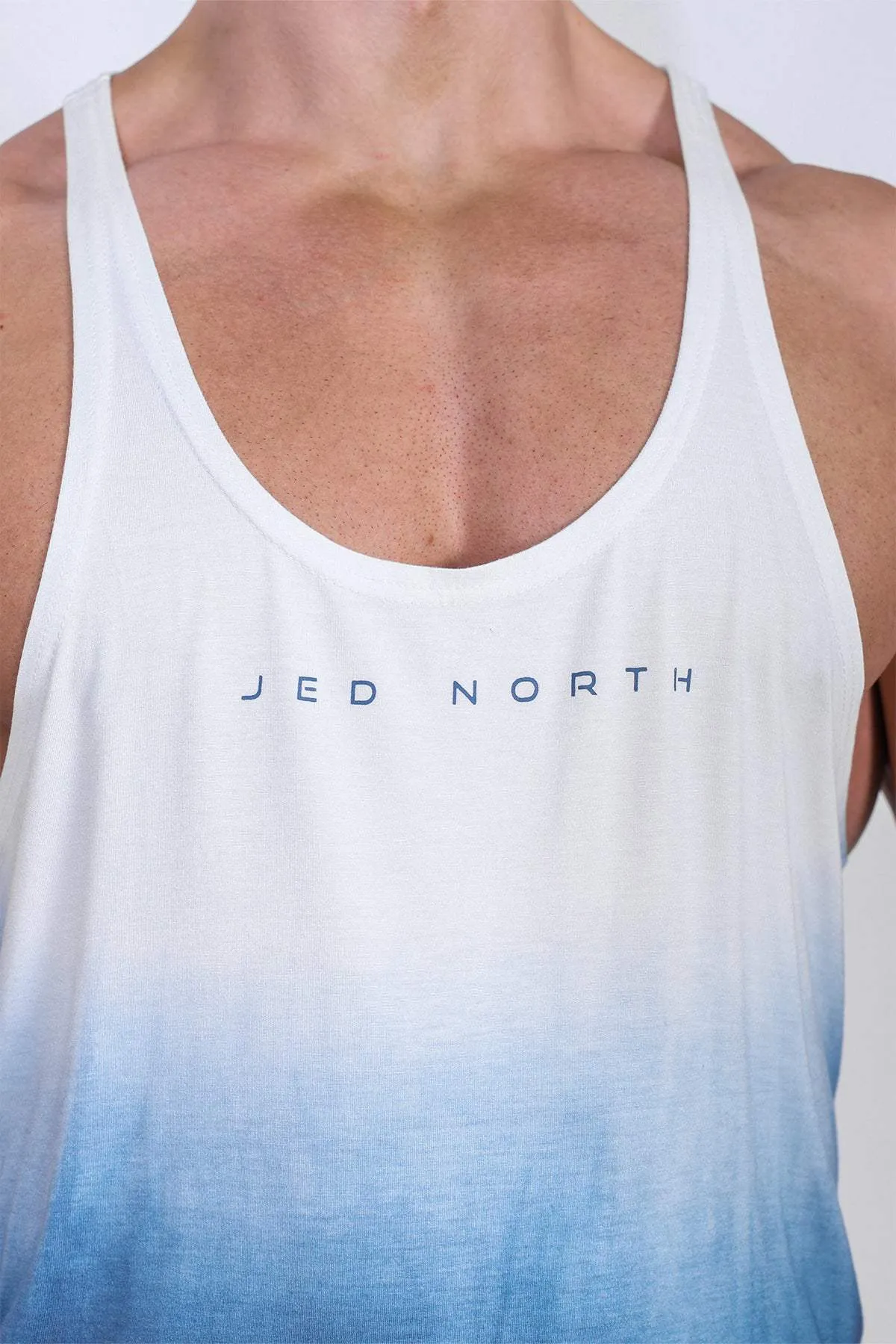 Classic Bodybuilding Racerback Stringer - Ombre Blue Soft Lightness