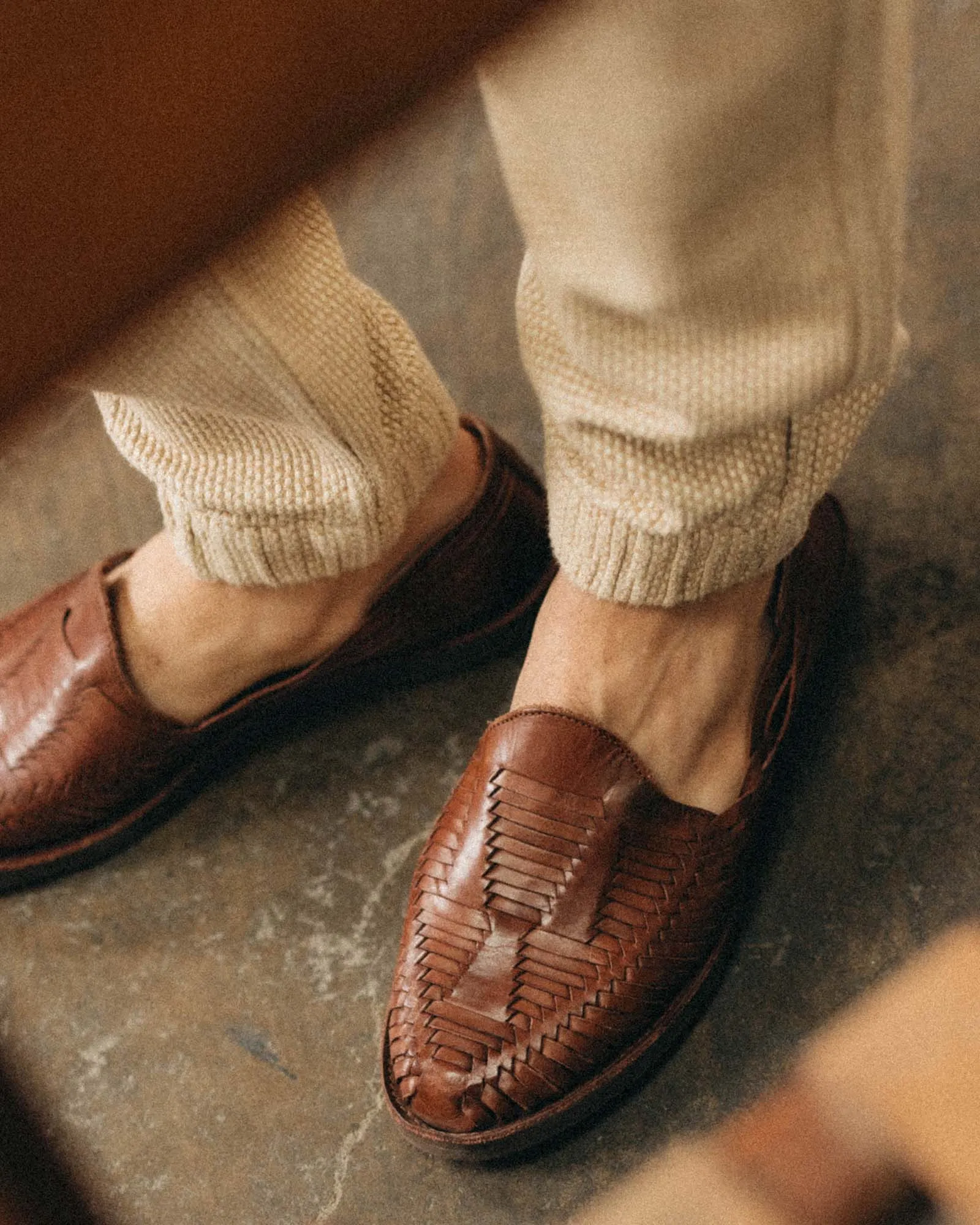 The Apres Pant in Natural Sashiko Flat Seams Fashionable Fit