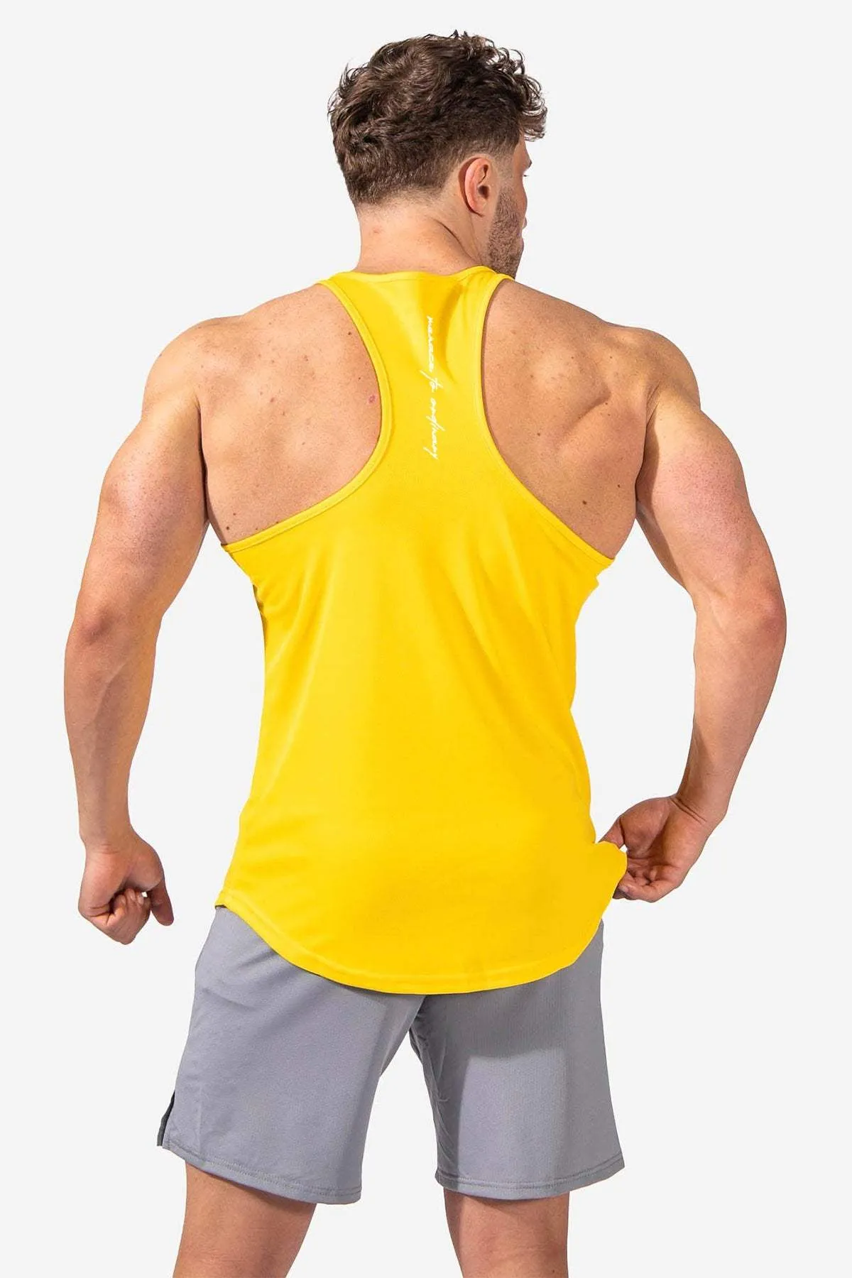 Fast-Dry Bodybuilding Workout Stringer - Yellow horizontal placement