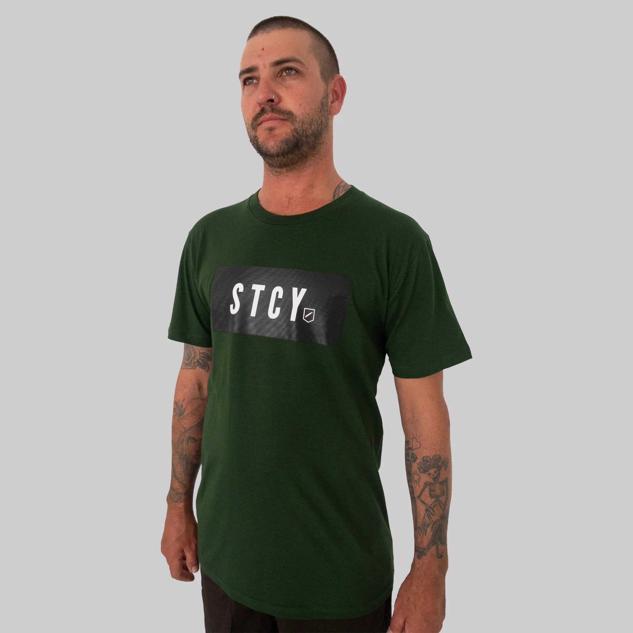 BLOCK TEE / FOREST GREEN Sporty Look Wear Adaptable