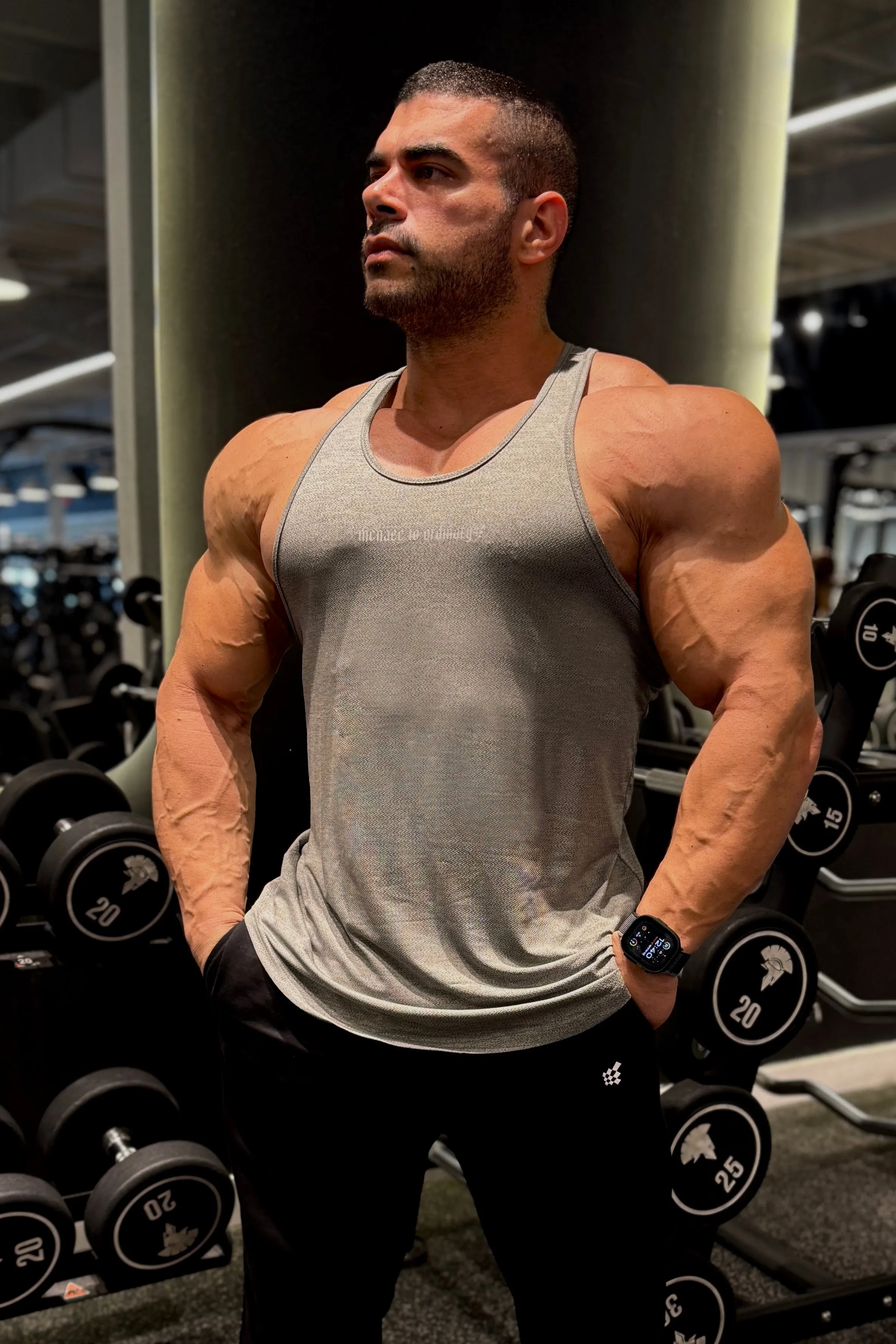 international users Performance Max Bodybuilding Stringer  - Heather Gray