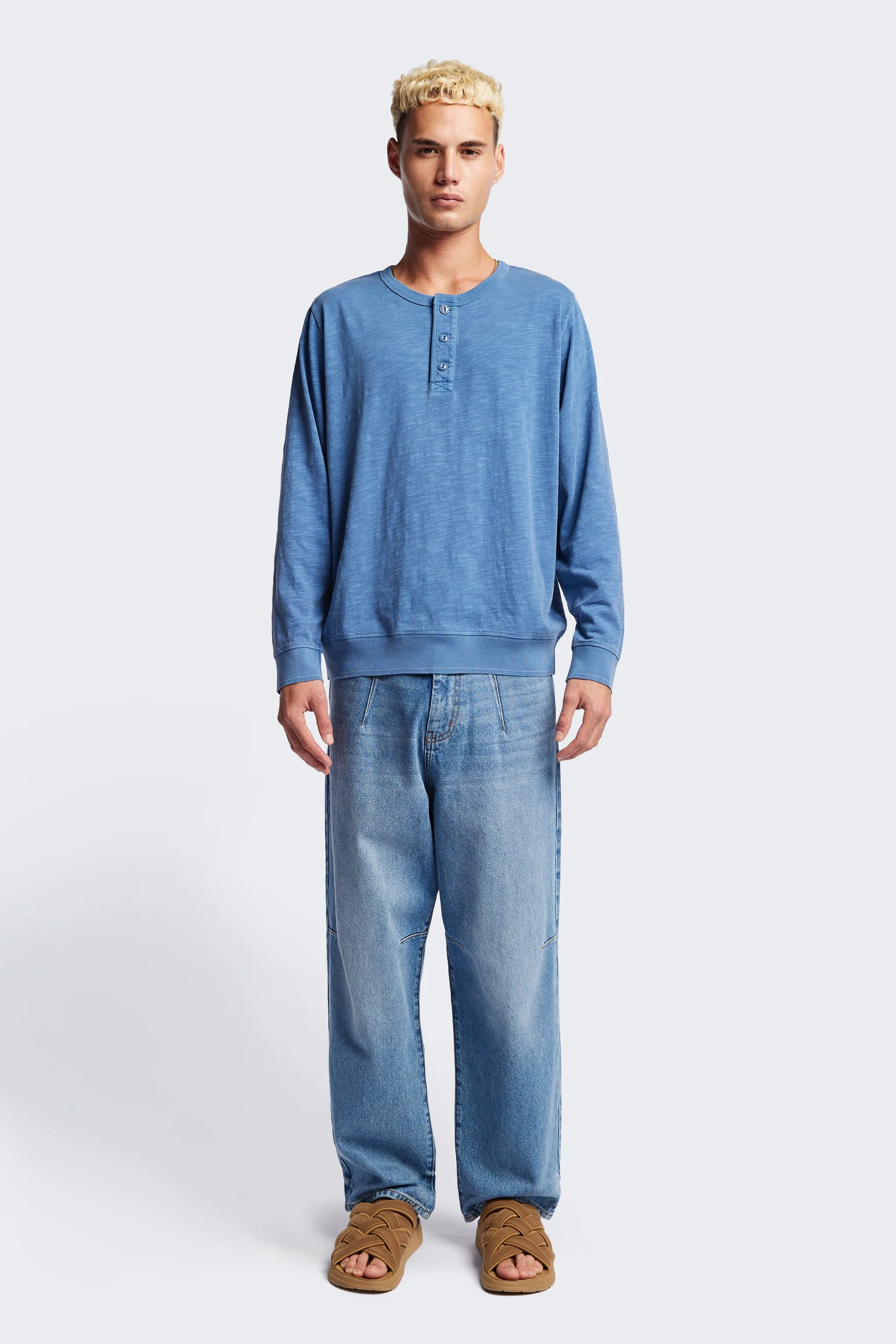 QuickDry Comfy Look Asperse Henley Pullover Blue