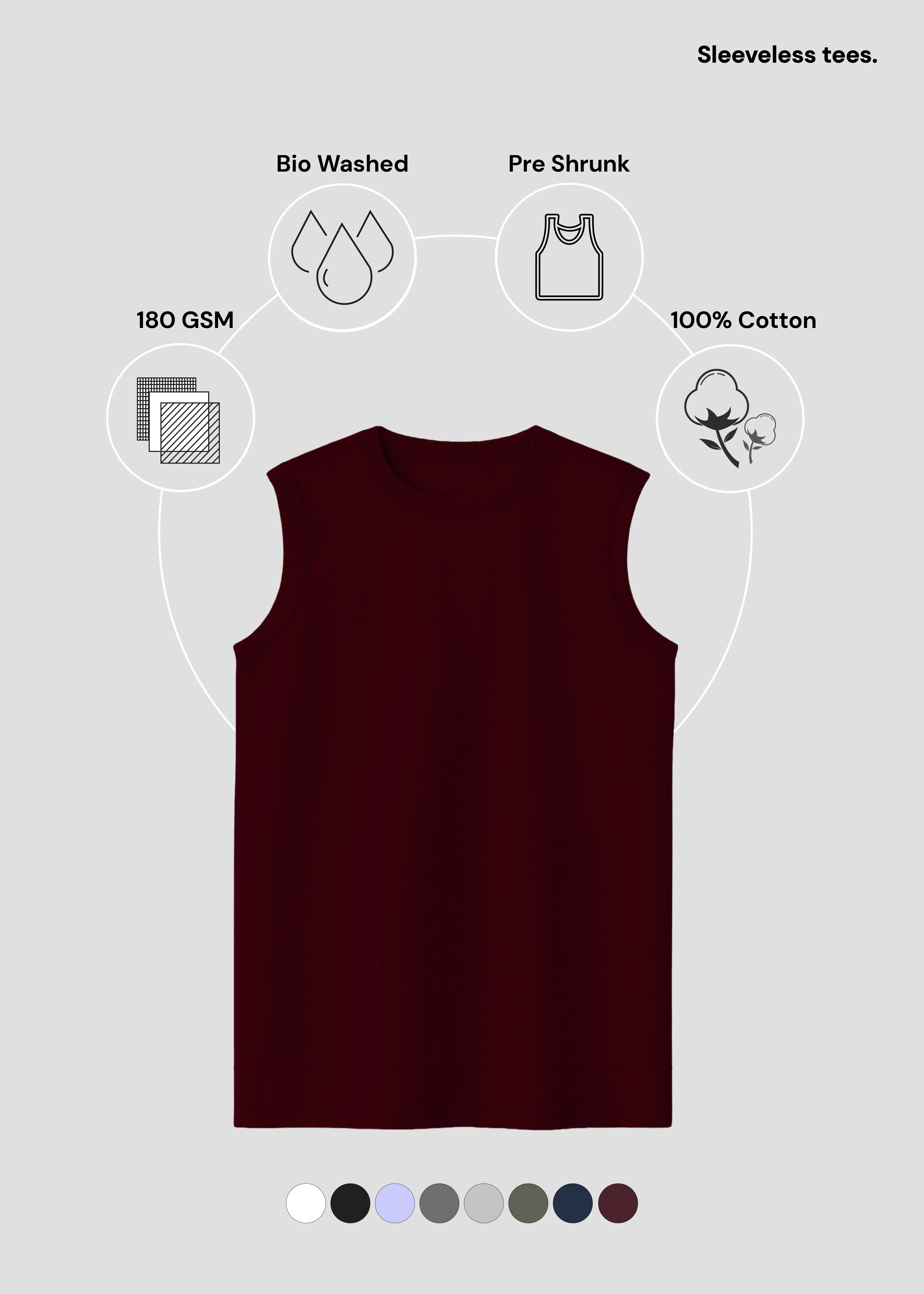 Modern Design Maroon Men's Sleeveless T-Shirt | MS36