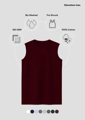 Modern Design Maroon Men's Sleeveless T-Shirt | MS36