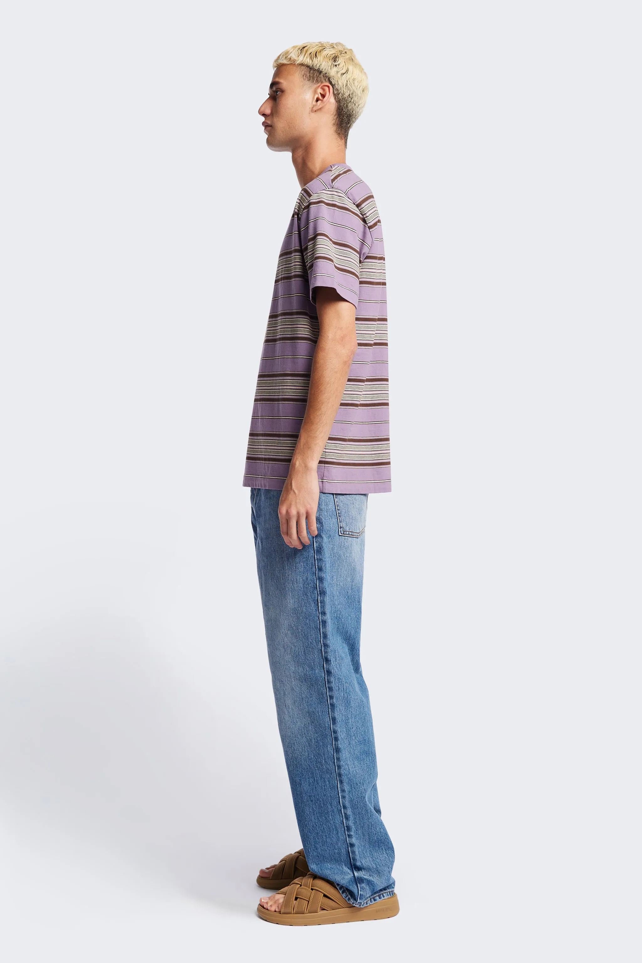 Attain T-Shirt Purple Stripe Non Toxic Printing