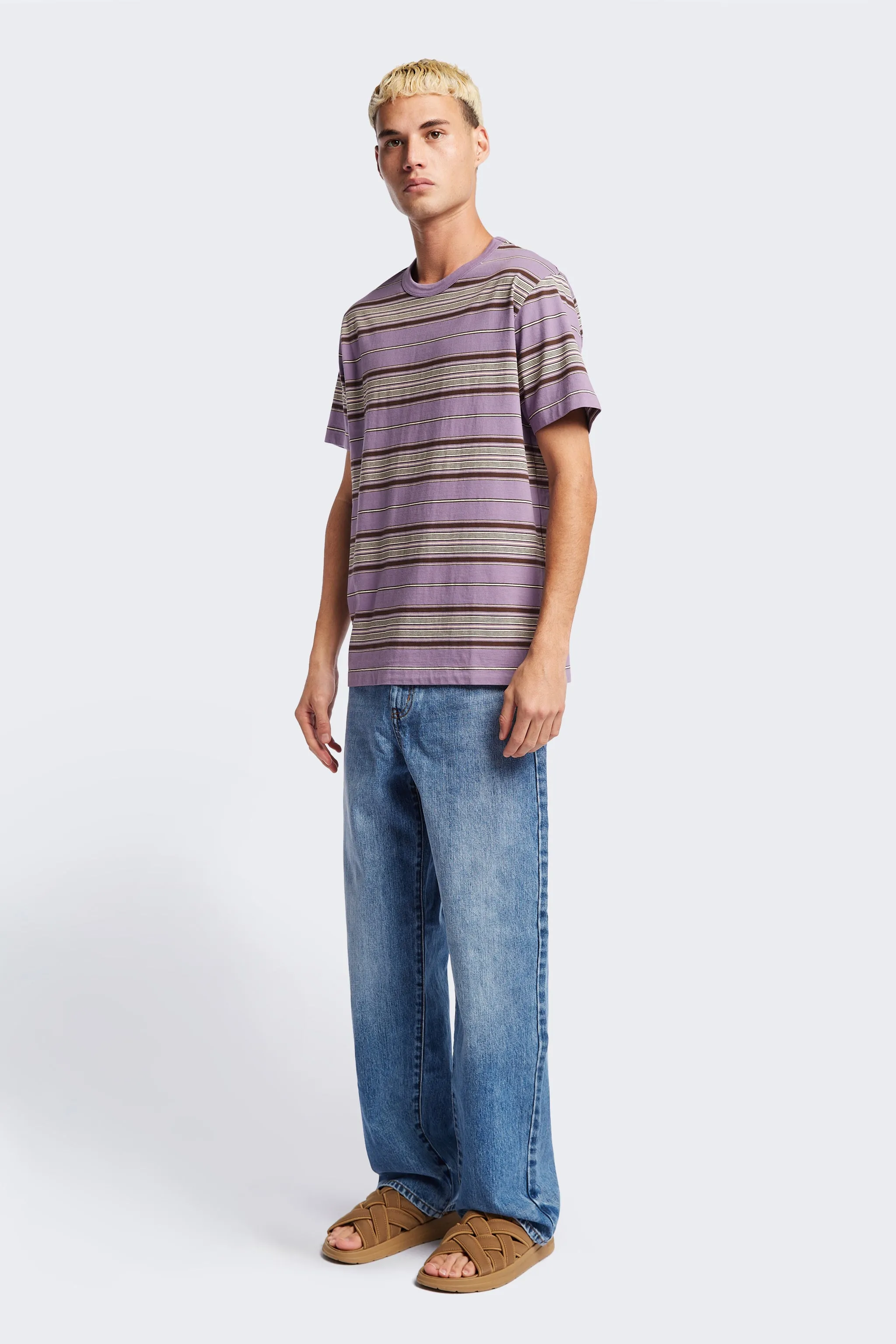 Attain T-Shirt Purple Stripe Relaxing Fit