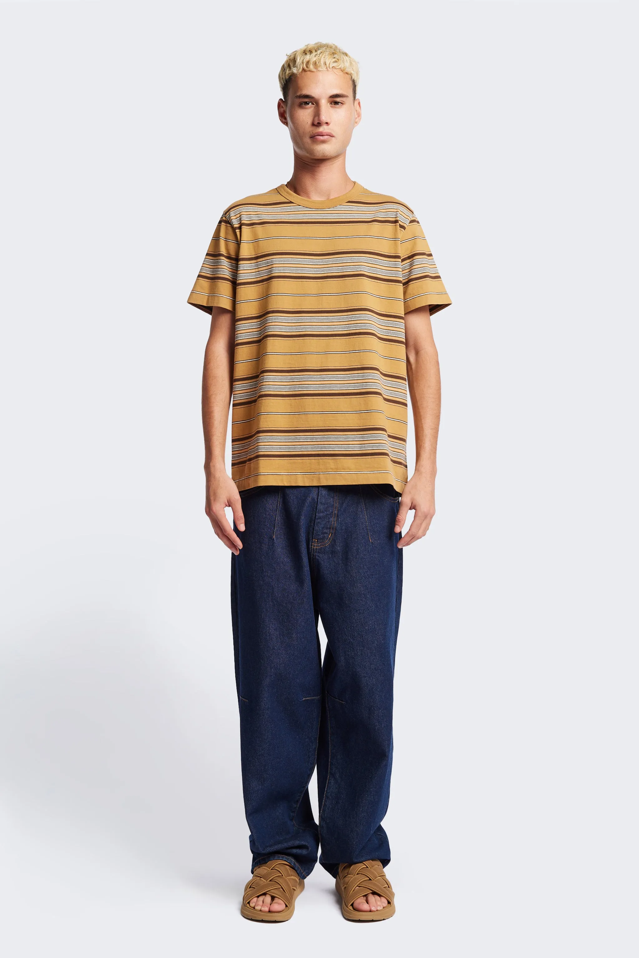 Attain T-Shirt Tan Stripe TexturedWeavePattern EcoFriendlyDyes