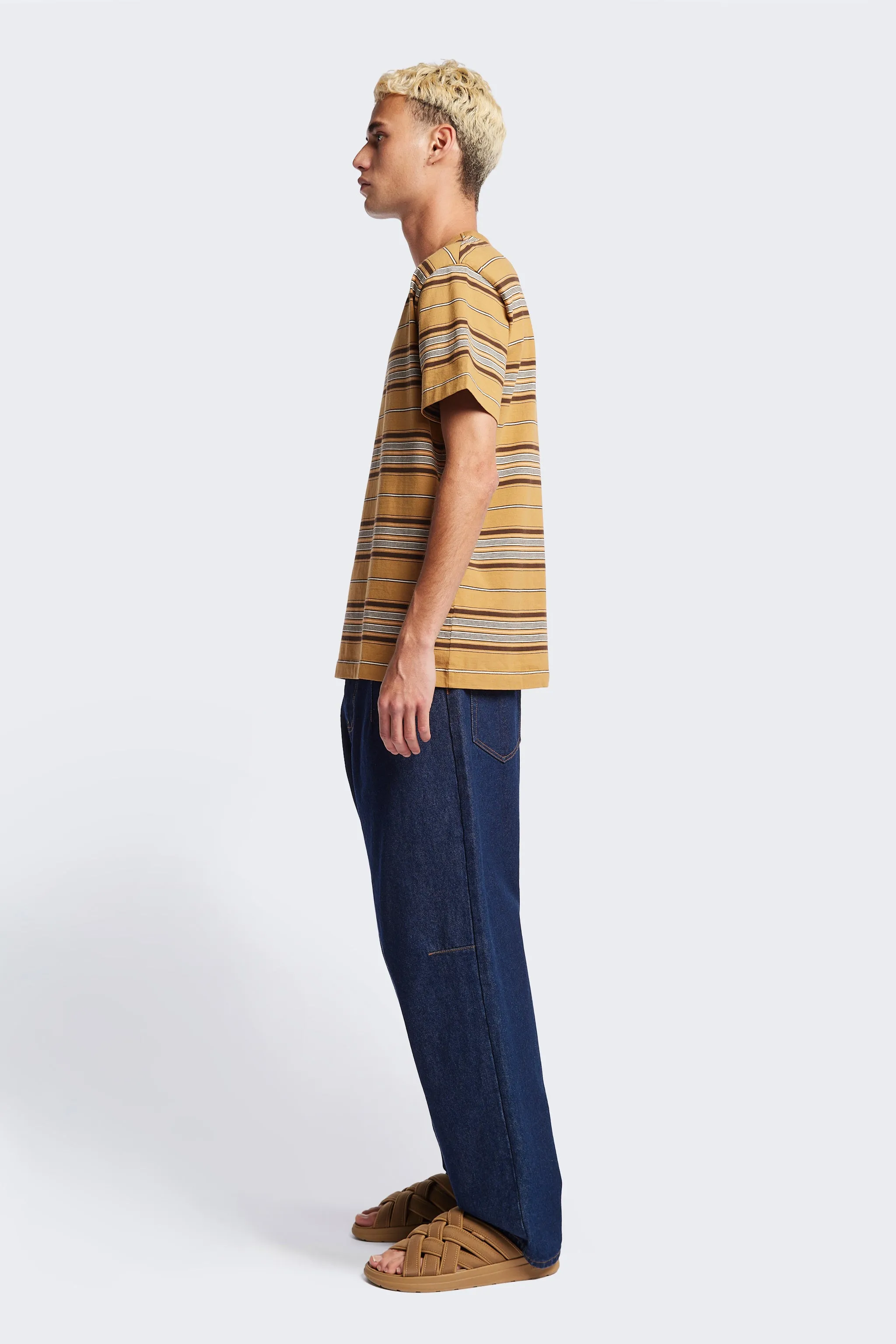 Attain T-Shirt Tan Stripe Casual and cool High Density Cotton