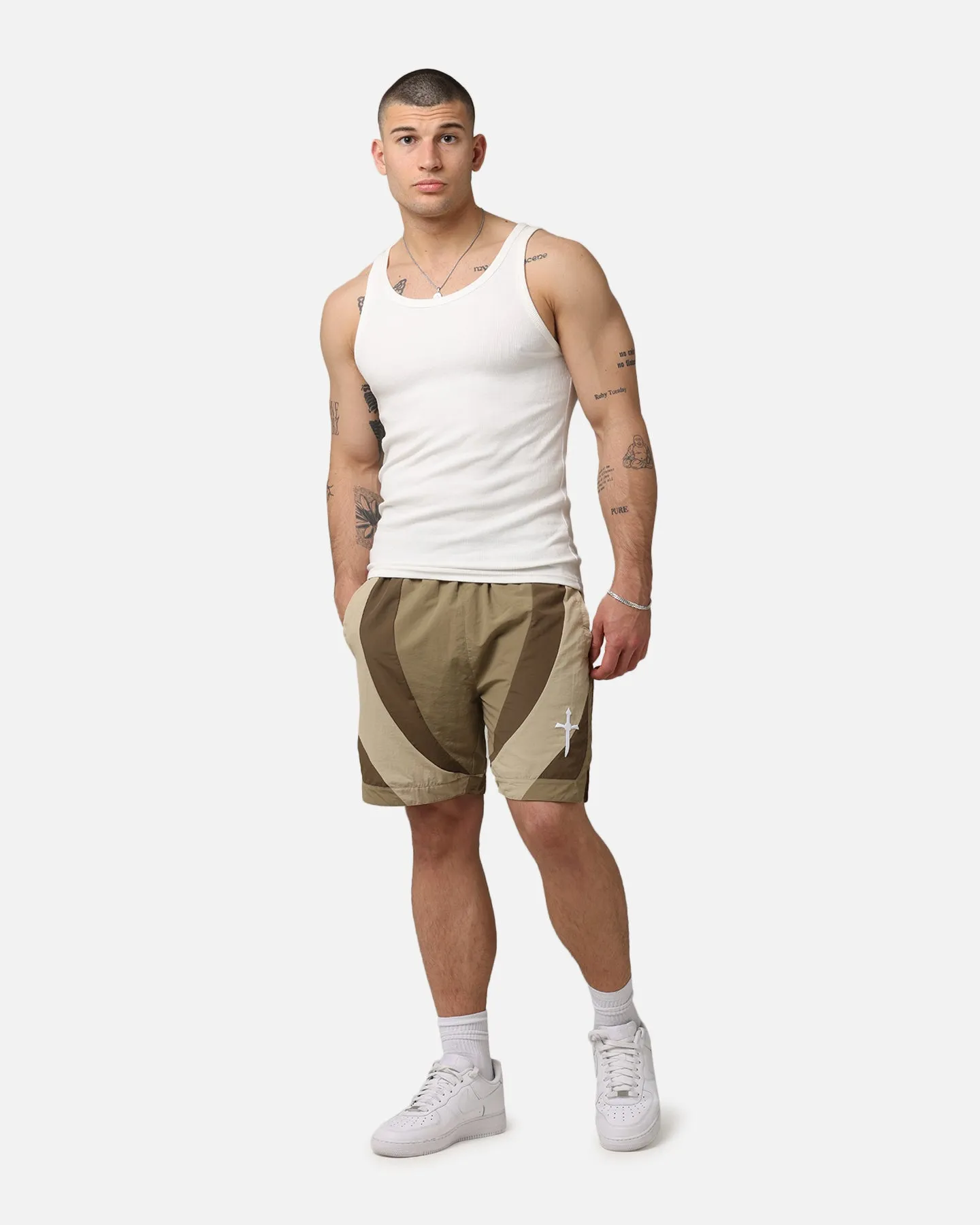 Saint Morta Holy Grail Nylon Shorts Brown Minimalist Look