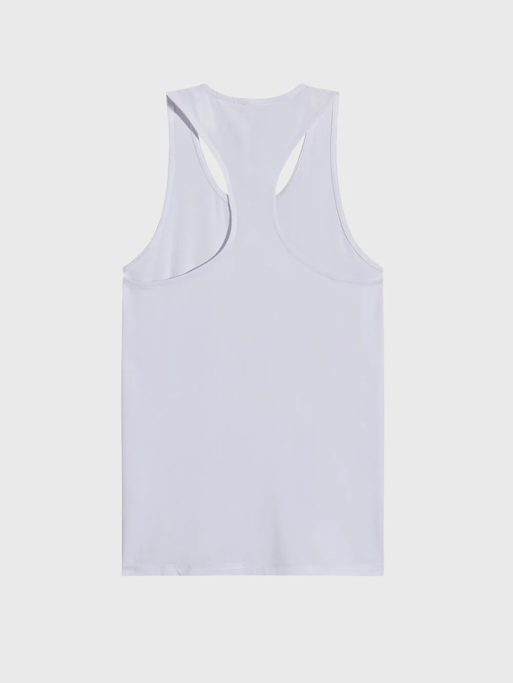 BARRY'S WHITE RACER TANK Sweat Wicking Ribbing