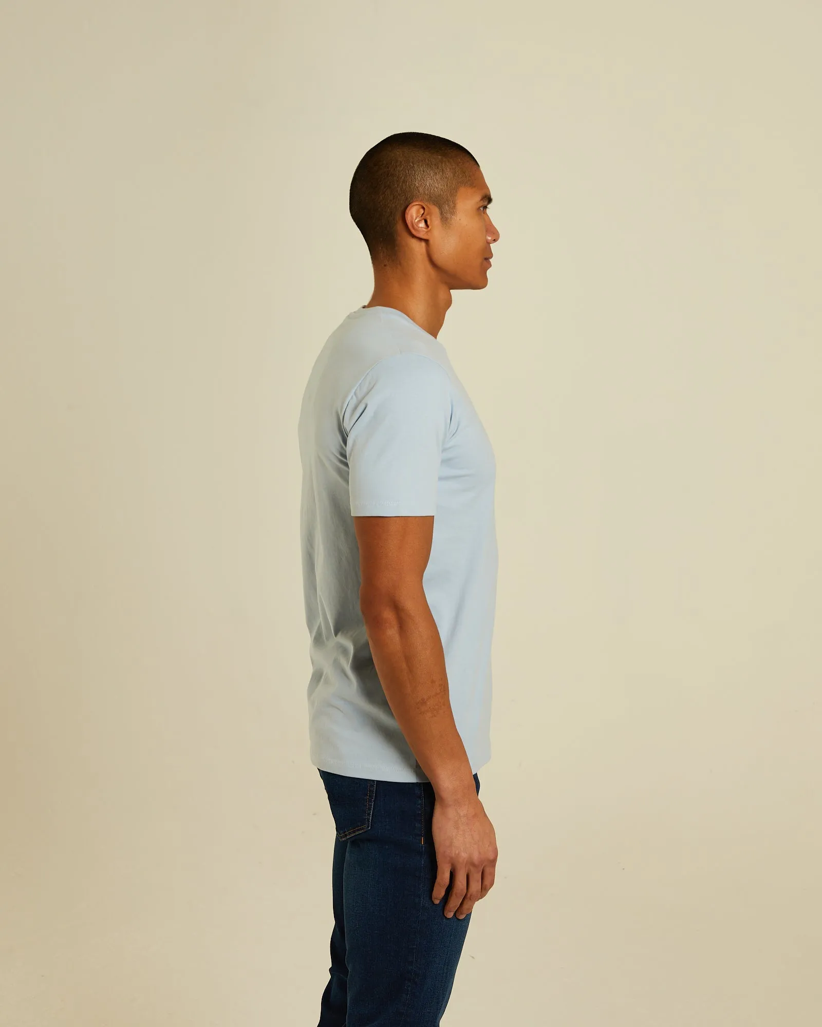 Weekend Essential Easy Fit Wear Basic Caden O Neck Tee Buoy Blue