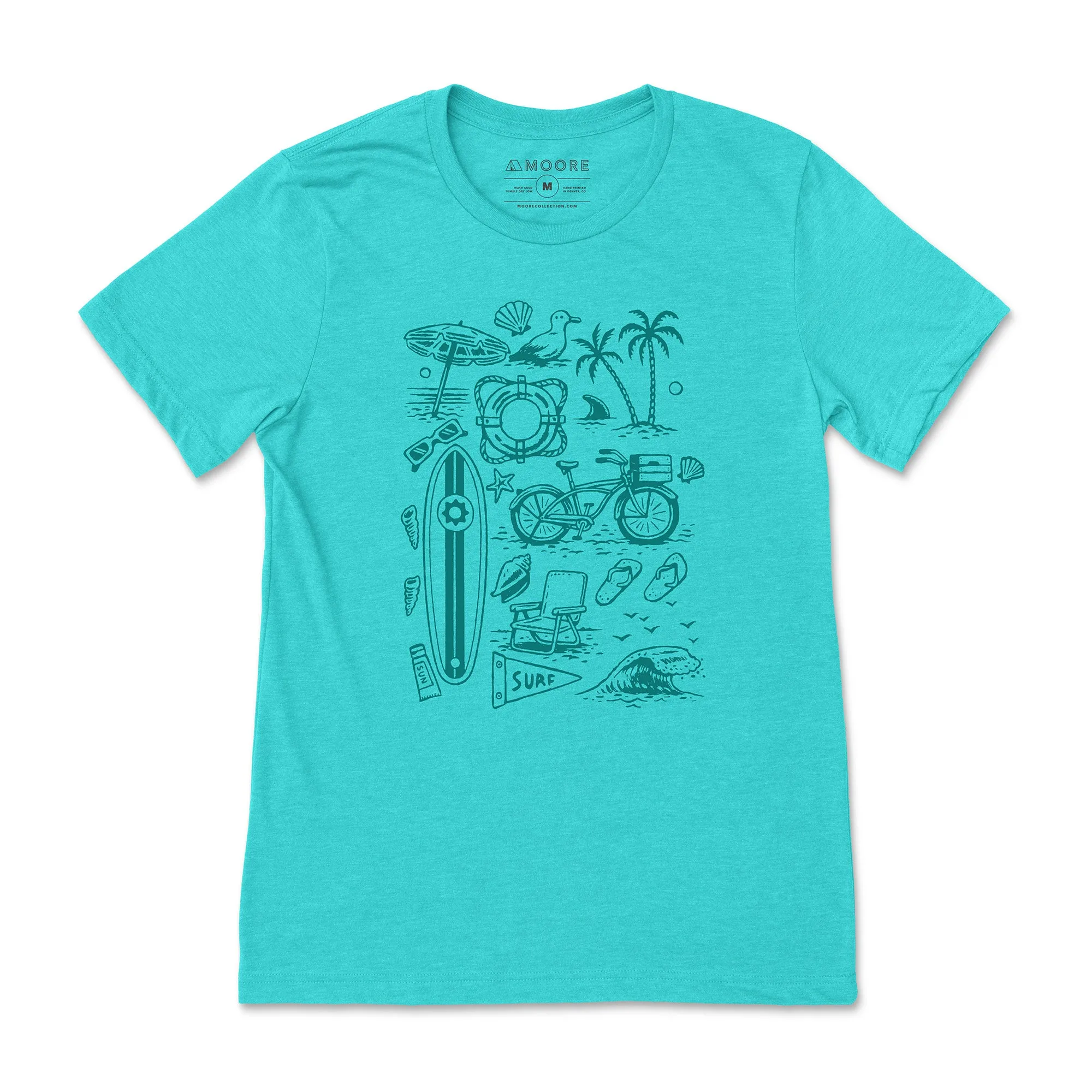 Beach Stuff Tee-Heather Sea Green Self Fabric Tape Cozy And Warm