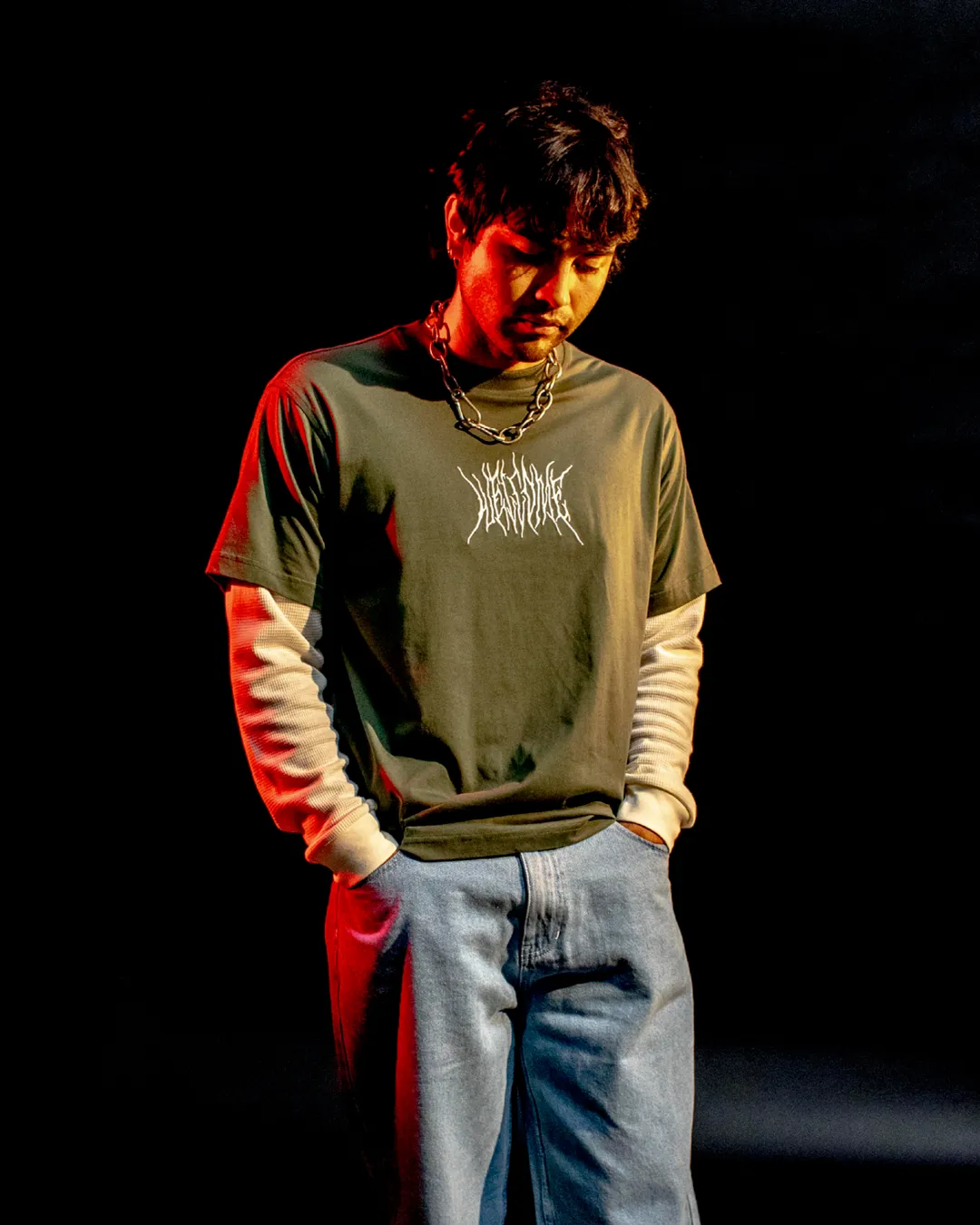 Comfortable Stretch Printed uniqueness Chasm Layered Long Sleeve Knit