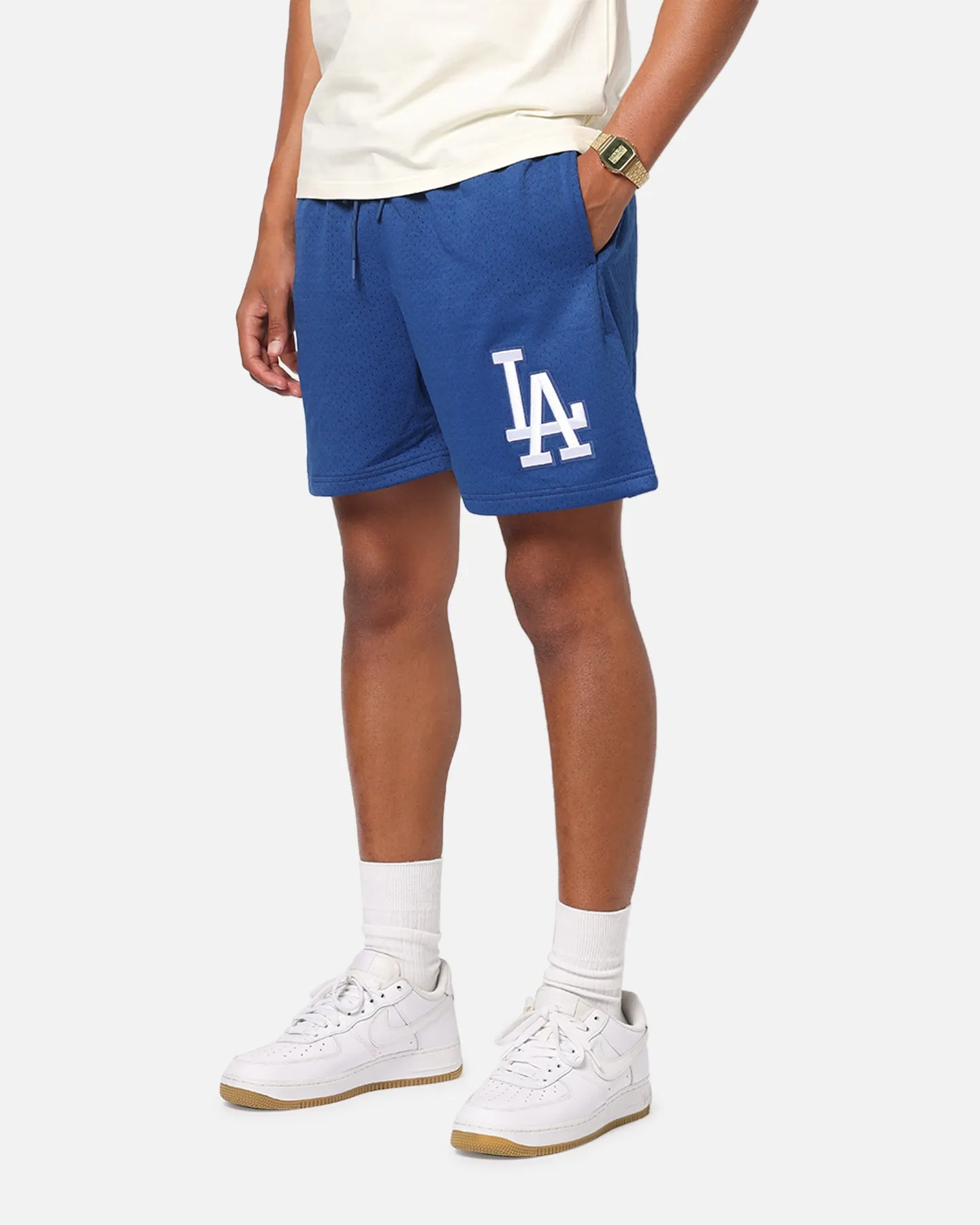 Impact Absorbing Padding anti static coating Pro Standard Los Angeles Dodgers Roses Mesh Shorts Dark Blue