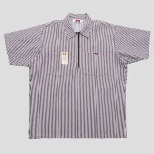 Modern Look All-Season Wear Ben Davis Striped 1/2 Zip Short-Sleeve Shirt - Brown