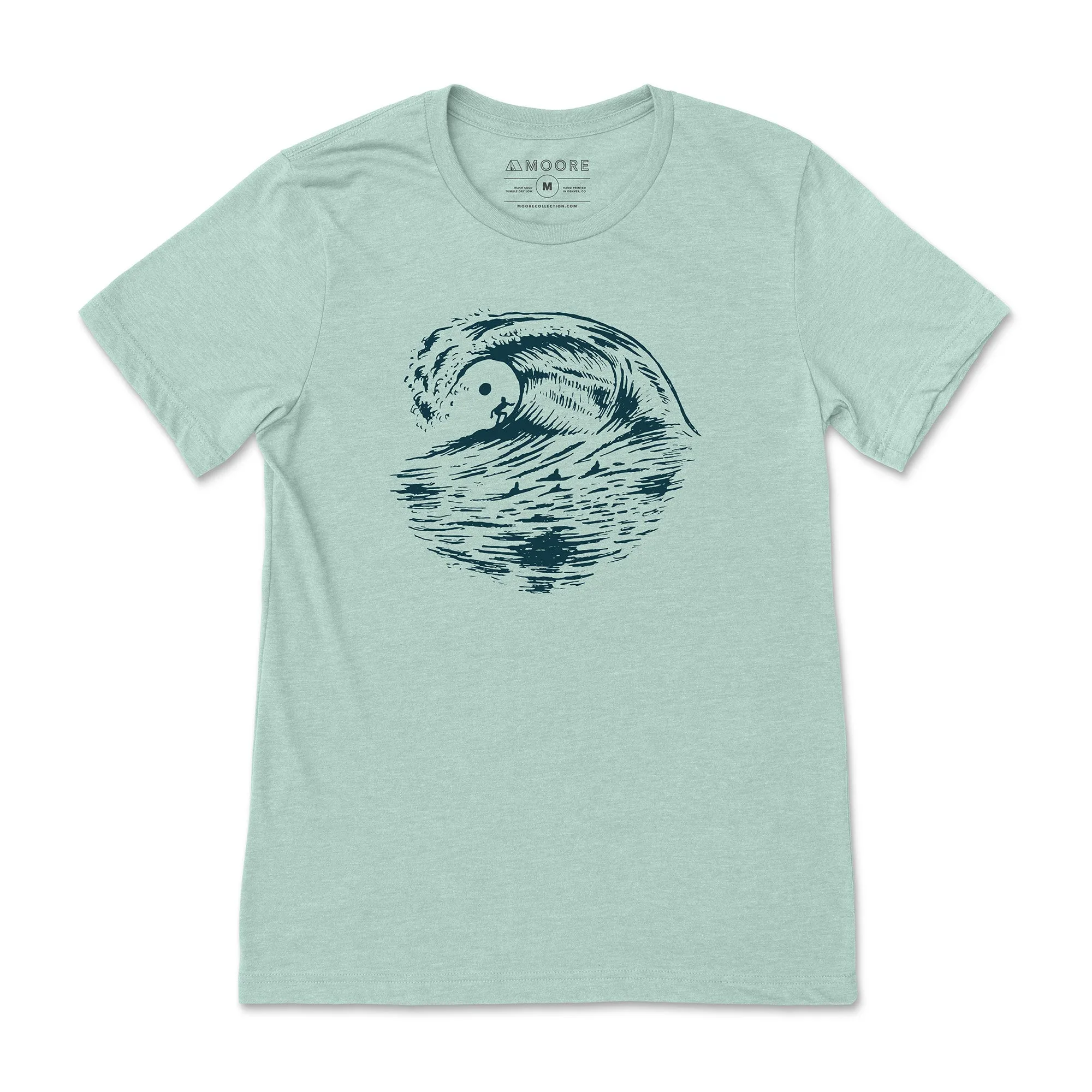 Big Wave Tee-Dusty Blue Soft and Lightweight