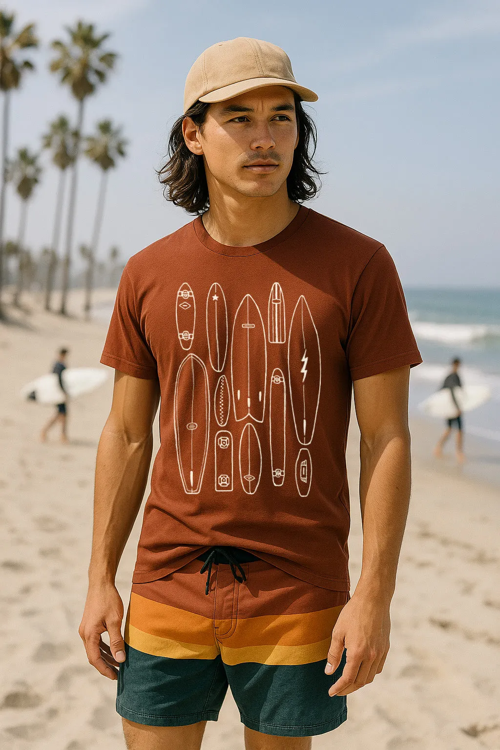 Sleek Performance Fit Classic Crew Neck Boards Tee-Rust
