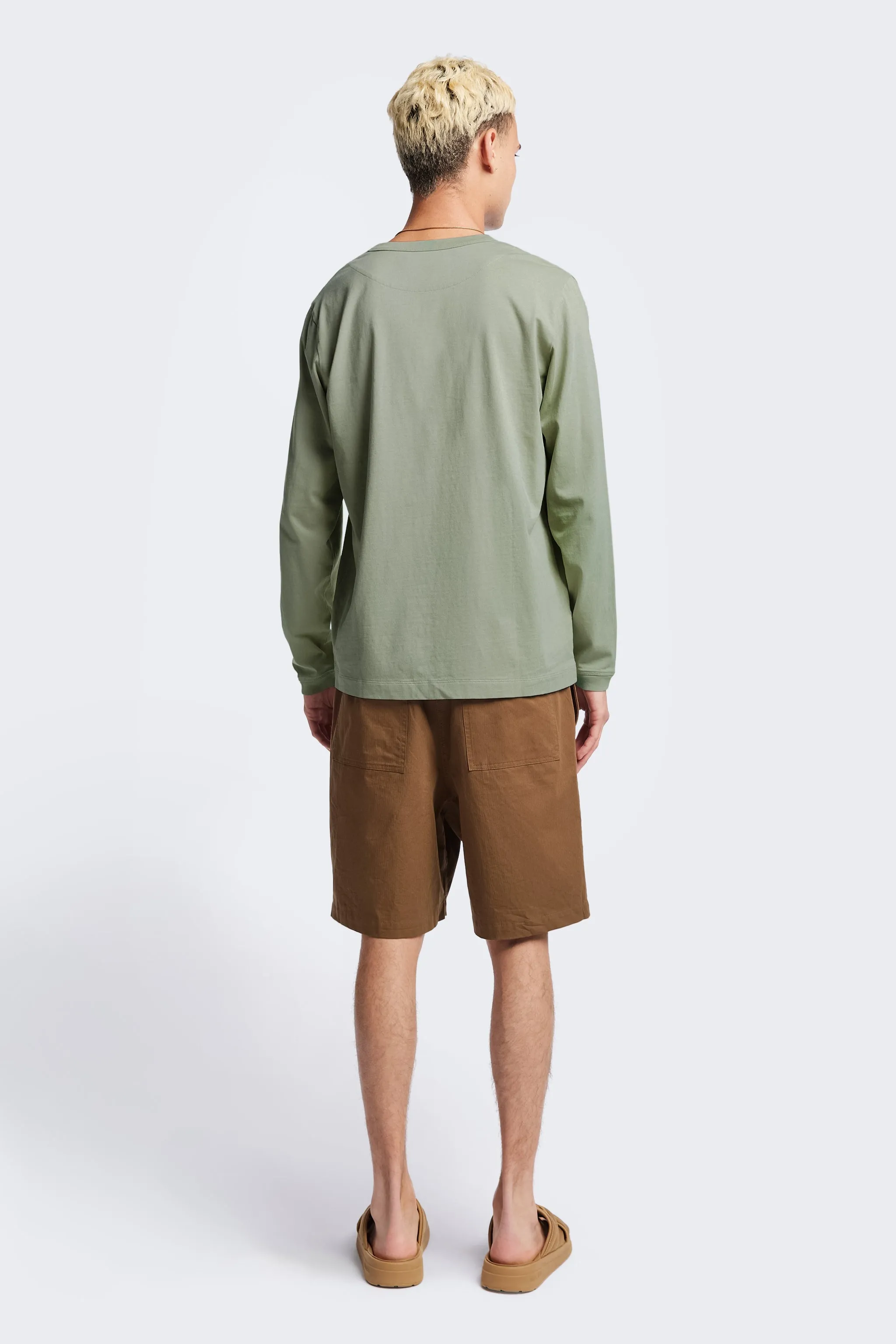 Essential Top Organic Cotton Construction Offline L/S T-Shirt Sage Green