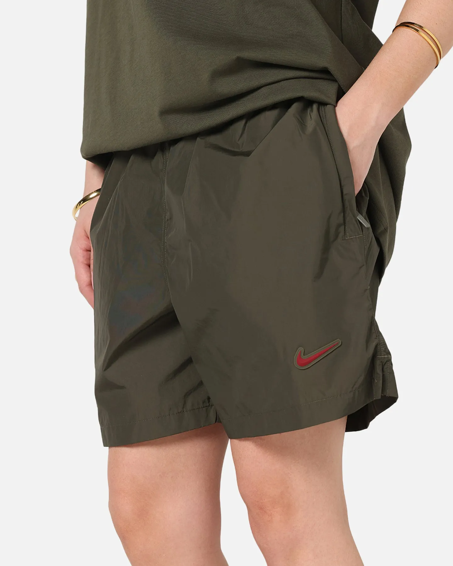 Nike Nocta Cardinal Nylon Shorts Khaki Comfort Design Chafe Resistant Edges