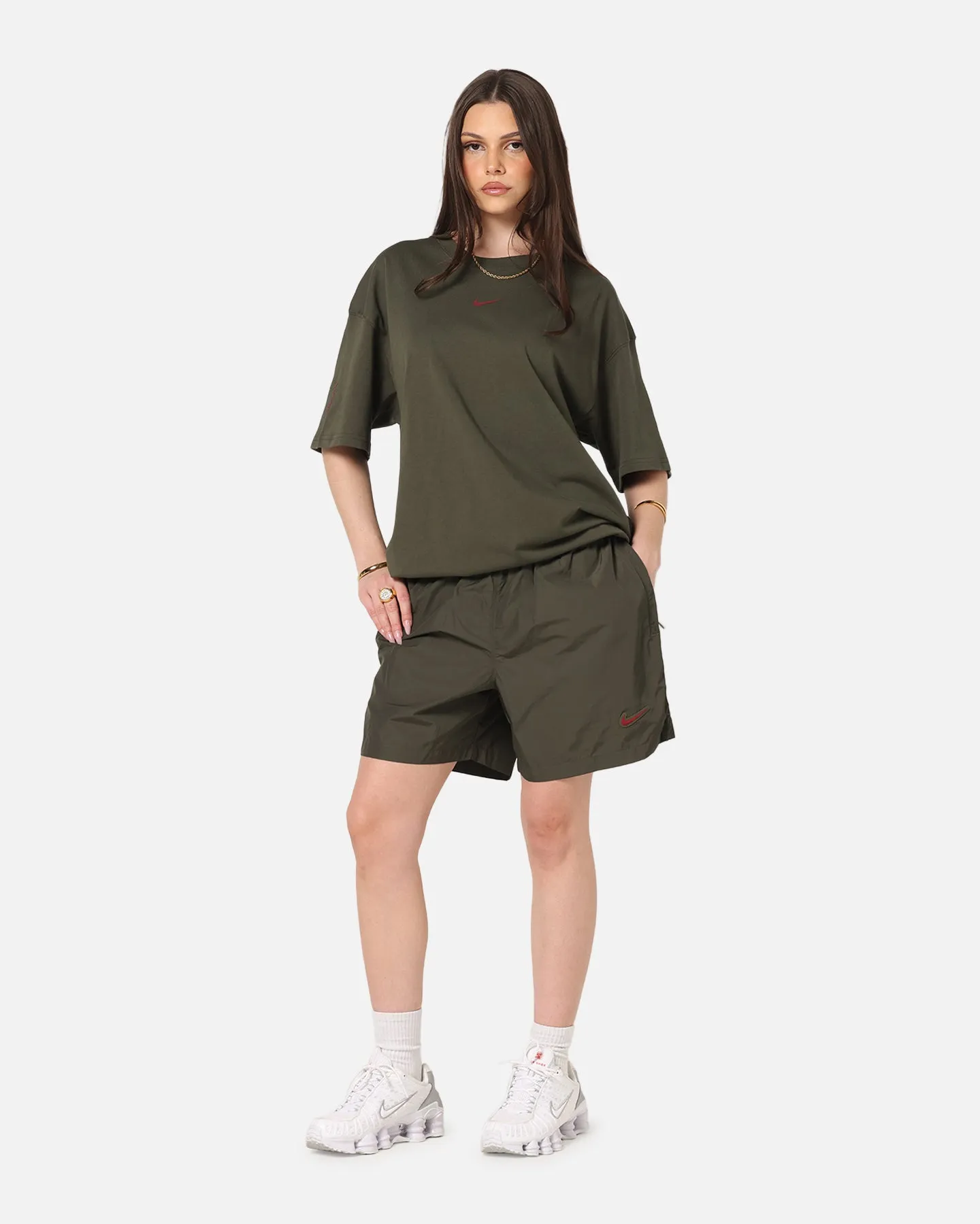 No Slip Waistband Flexible Movement Nike Nocta Cardinal Nylon Shorts Khaki