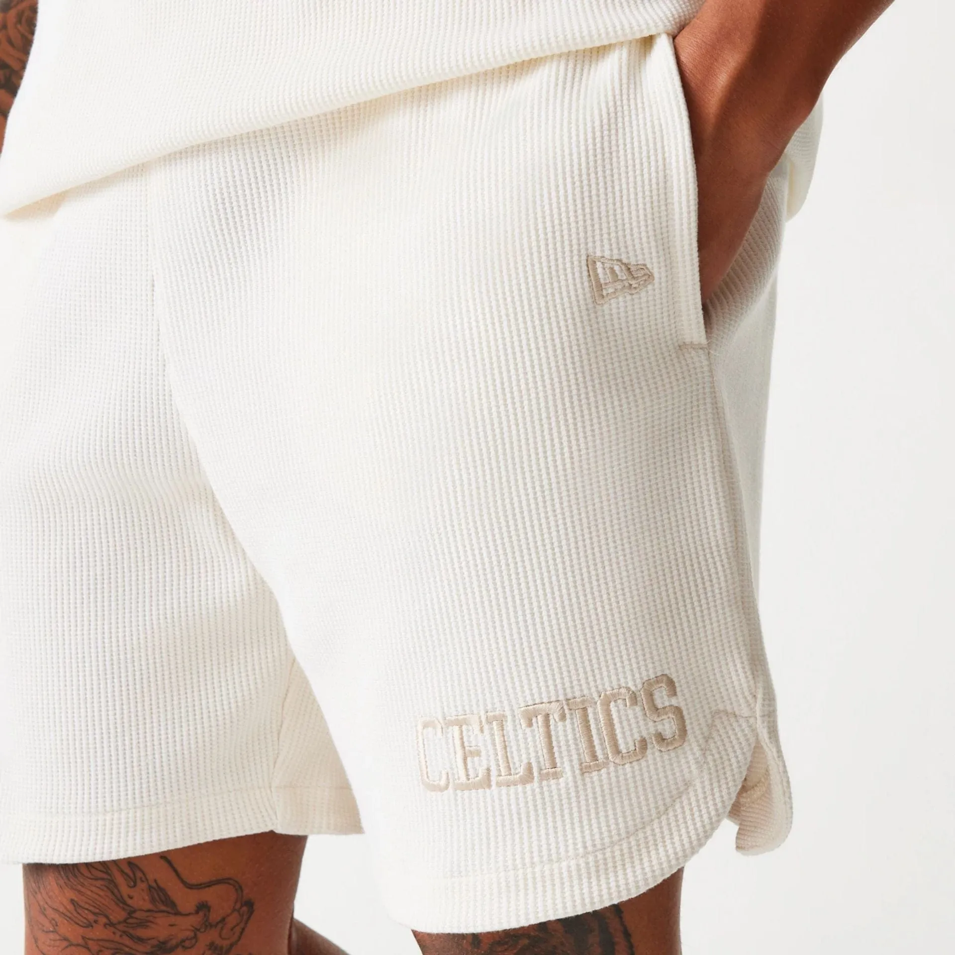 Boston Celtics NBA Waffle Open White Shorts Wrinkle-Resistant sophisticated appearance
