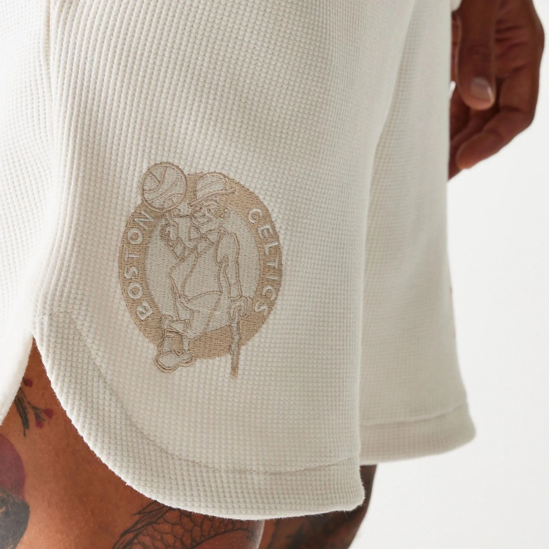Boston Celtics NBA Waffle Open White Shorts Fast Absorption Textile Comfortable Flex