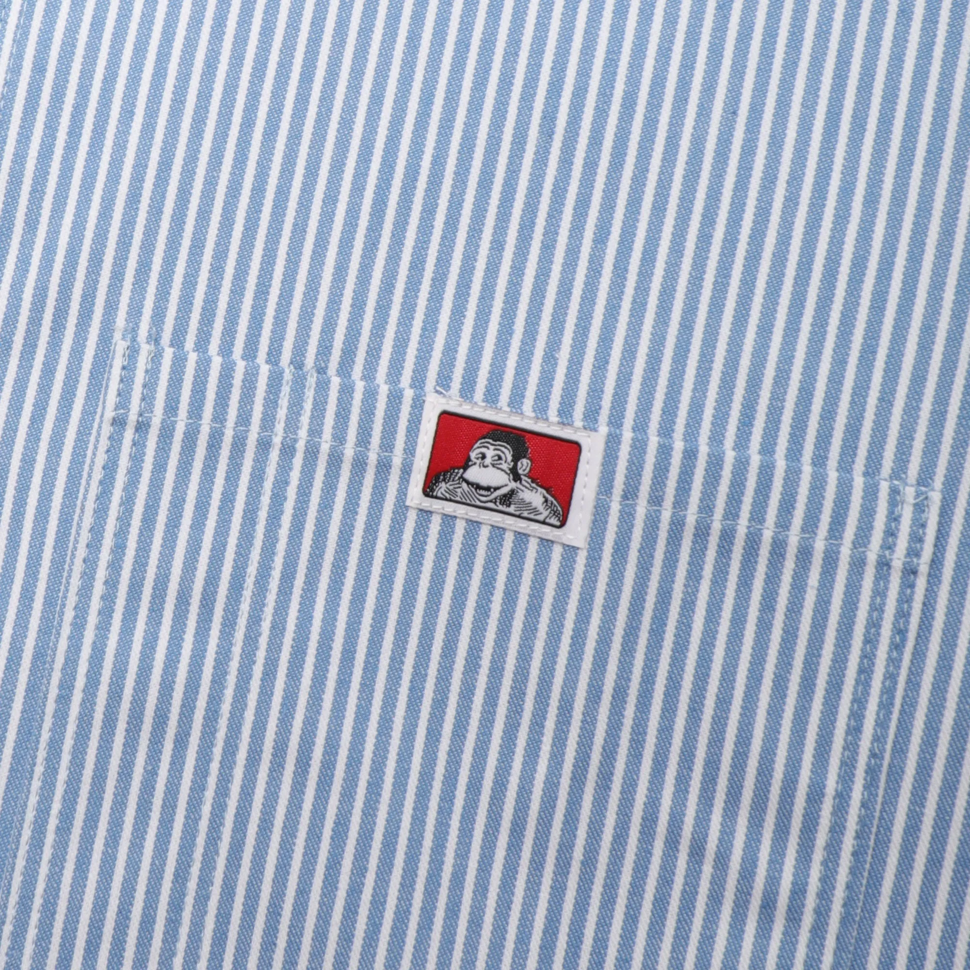 Soft Touch Fabric Ben Davis Striped 1/2 Zip Short-Sleeve Shirt - Blue