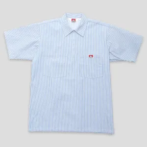 Odor Control Technology Everyday Look Ben Davis Striped 1/2 Zip Short-Sleeve Shirt - Blue