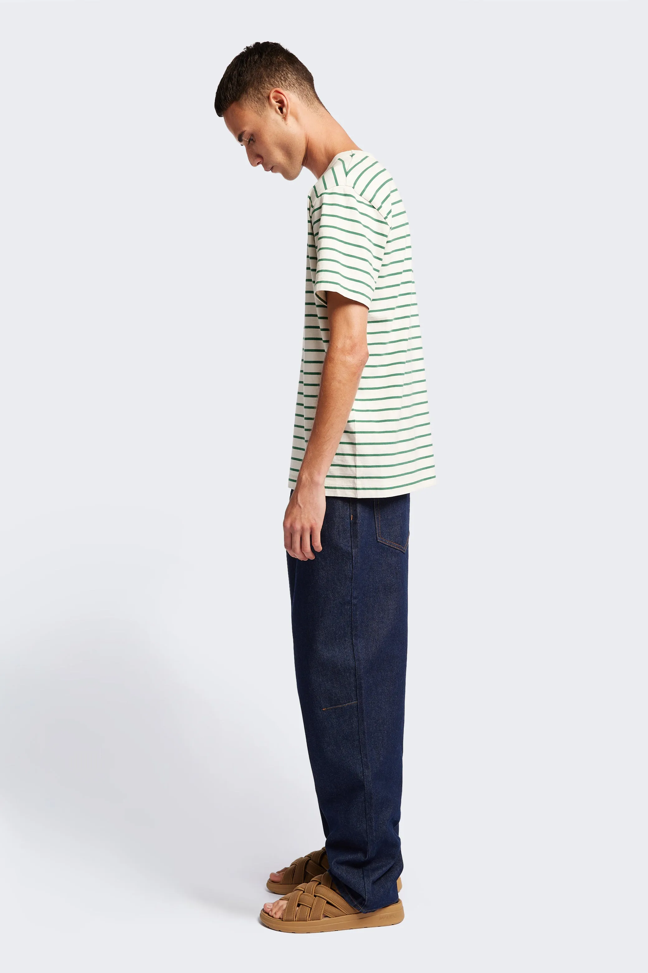 Basic Layering Comfy Apparel Radius T-Shirt Green Stripe