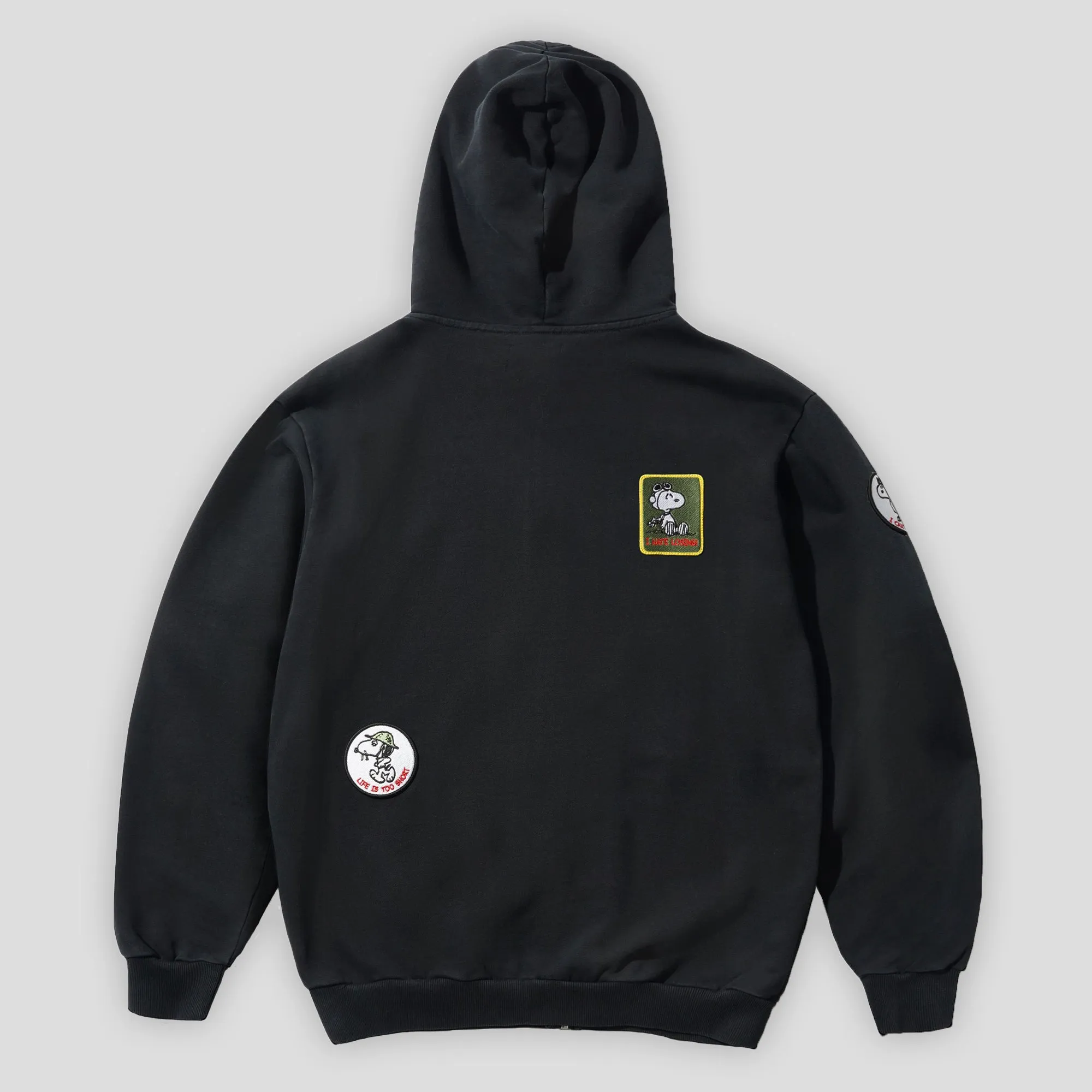 Butter Goods Patches Zip-Thru Hood - Washed Black Cool Vibes