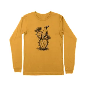 Cactus Quail Long Sleeve Tee-Mustard Indoor Event Relaxed Vibe